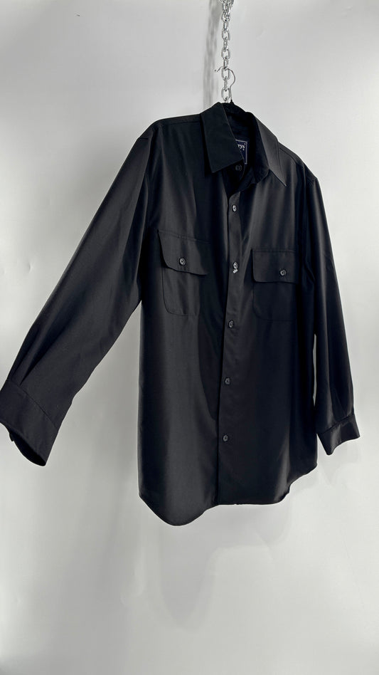 Vintage BURBERRY Black 100% Worsted Cashmere Button Up with Tags Attached (Small)