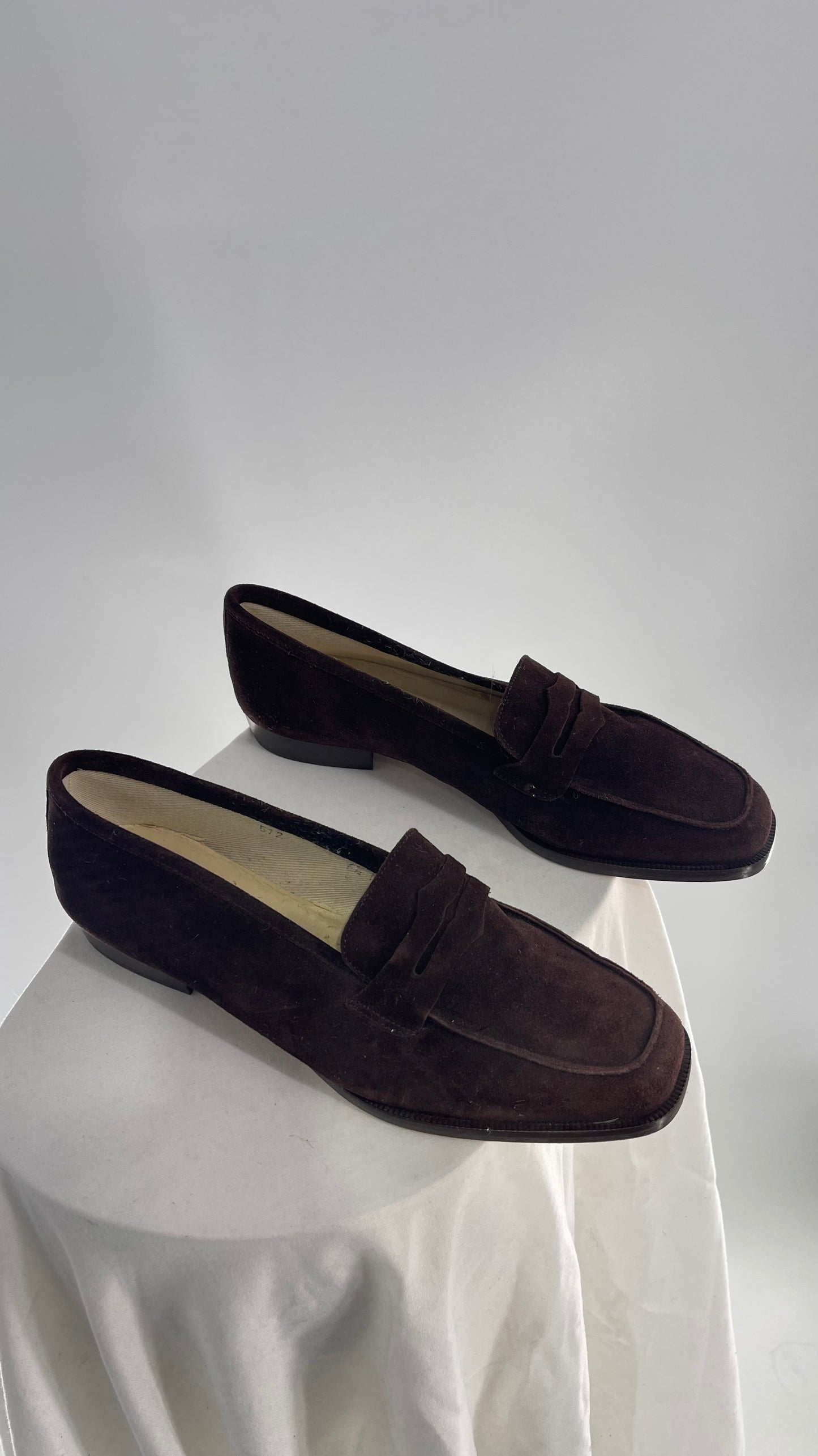 Vintage Brooks Brothers Brown Suede Leather Penny Loafers (6.5)