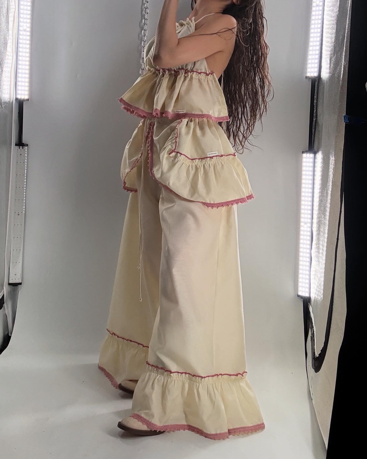 Vintage Handmade Two Piece Cream and Dusty Rose Set (XS-L)