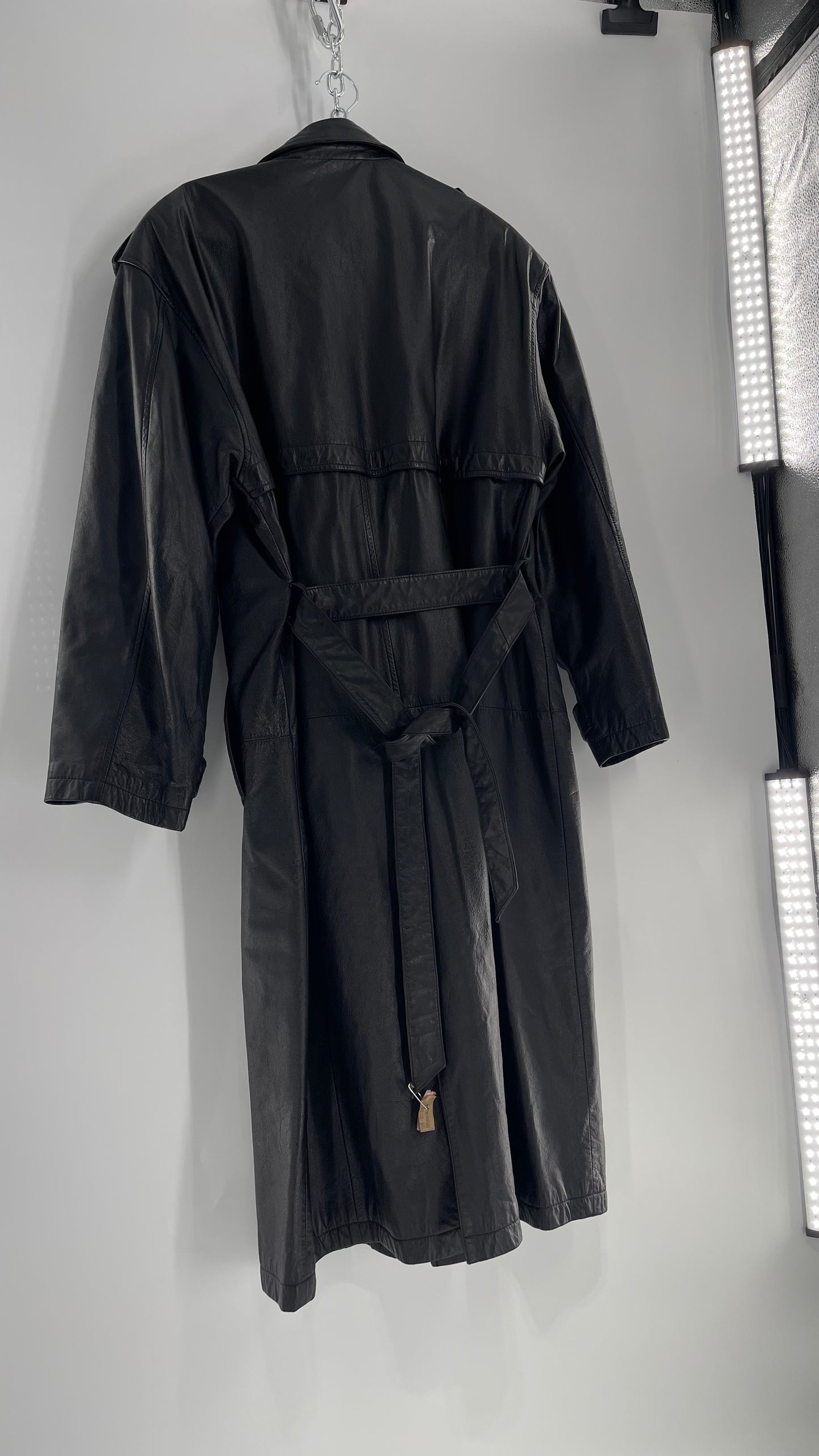 Georgetown Vintage Black Leather Trench Coat (Medium)