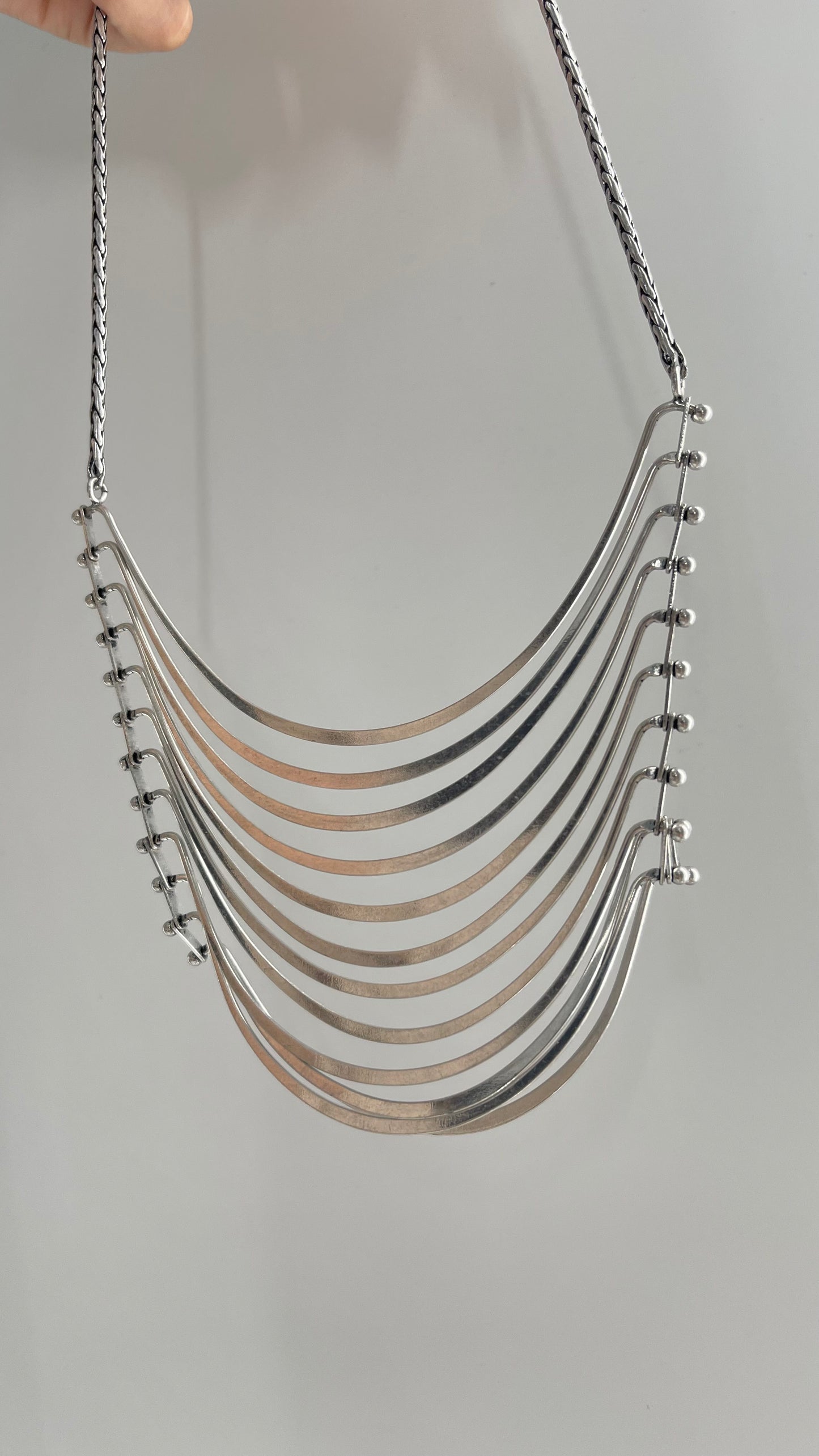 Lucky Brand Silver Metal Abstract Bracketed Layered Necklace with Tags Attached