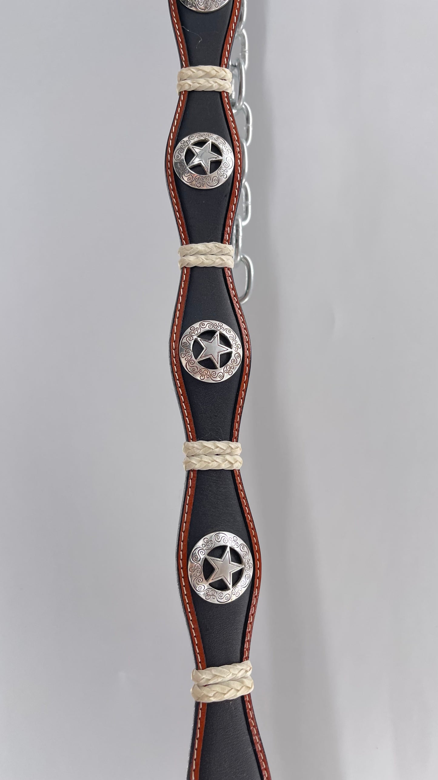 Vintage Ranger Belt Company Genuine Handtooled Leather Metal Stars Embellishments (36)