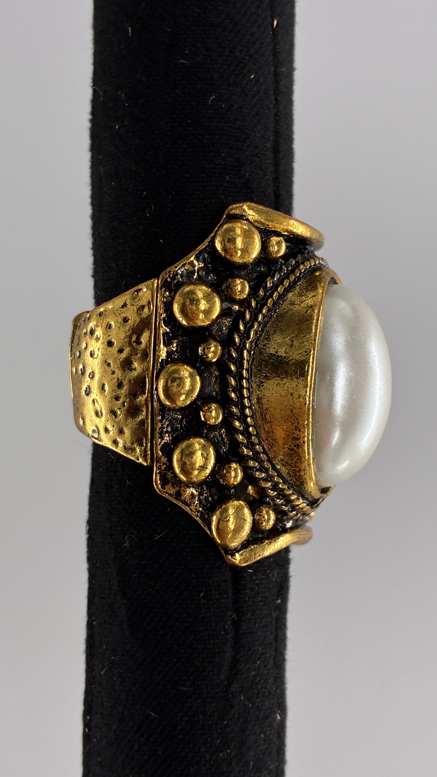 Gold and Pearl Chunky Dramatic Ring
