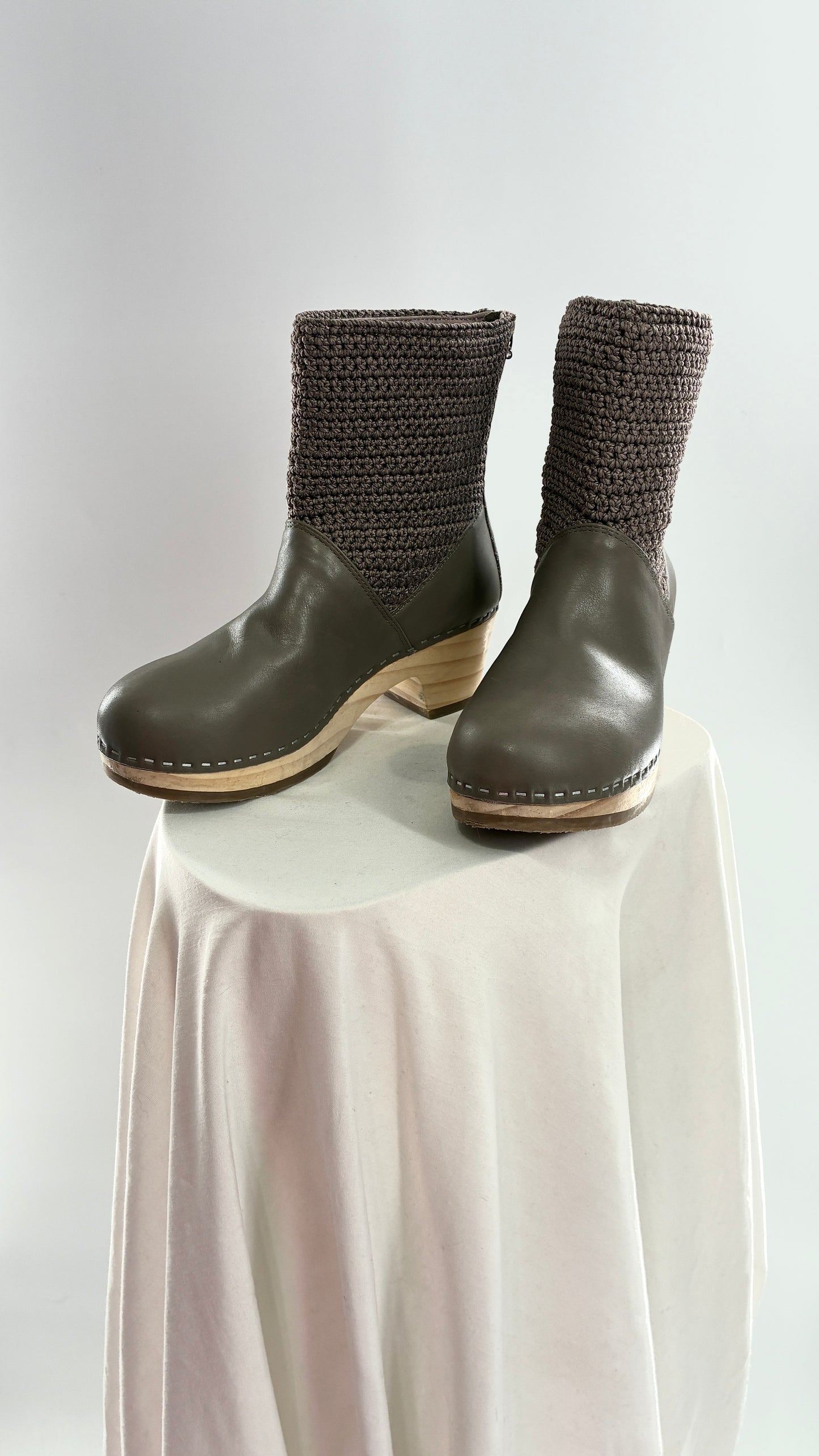 THE SAK Crochet and Leather Wooden Clog Boots (7)