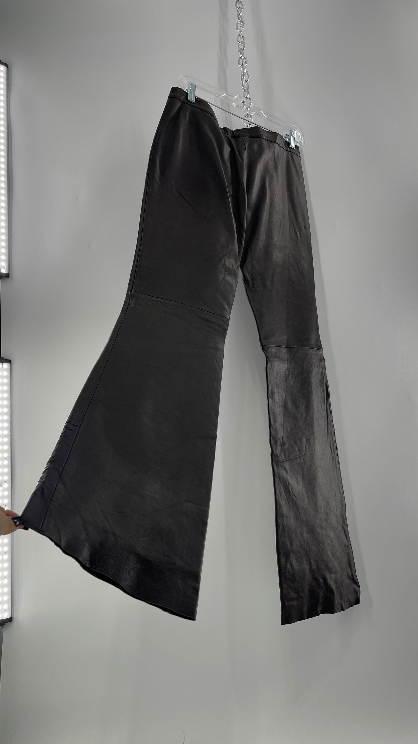 Moschino Brown Leather Embroidered Pants (10) ***WITH TAGS***