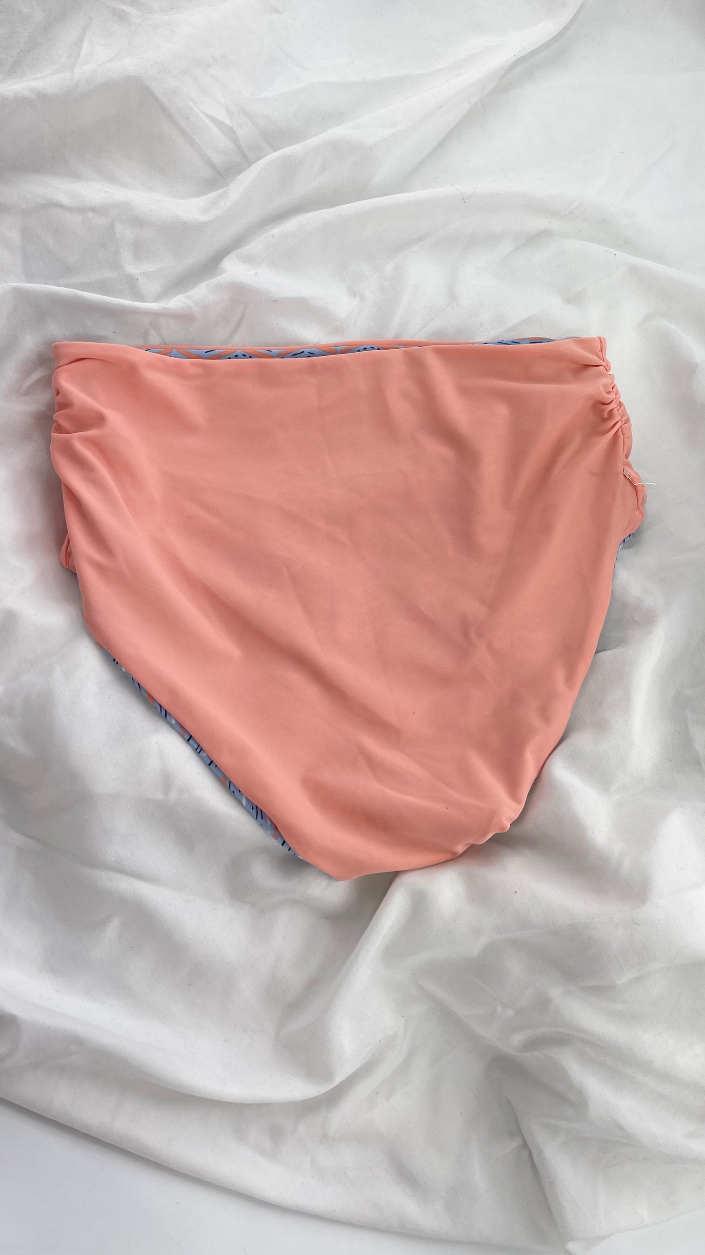 AERIE Pink/Powder Blue Reversible High Waisted Swim Bottoms (Medium)
