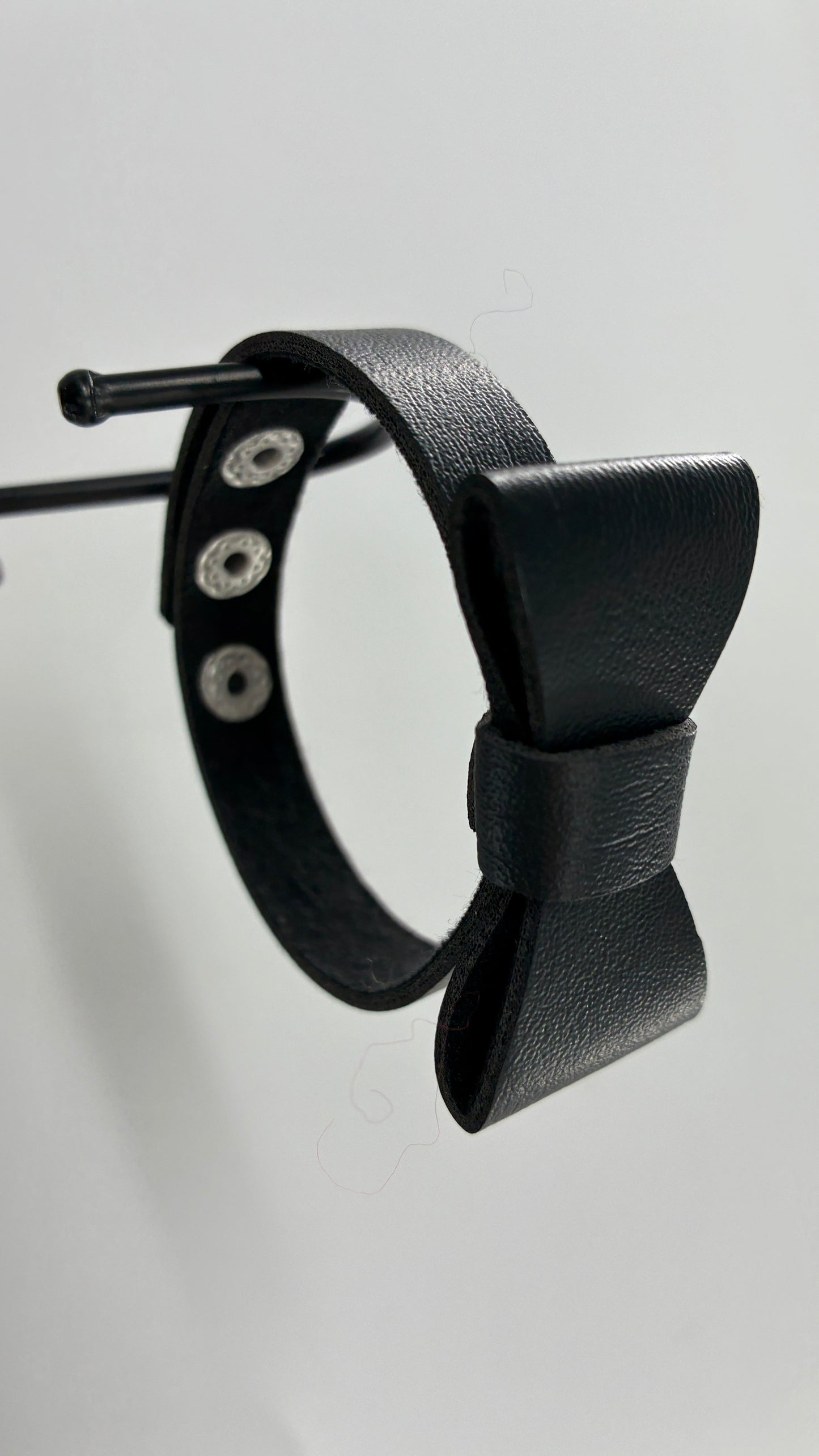 Black Vegan Leather Bow Bracelet