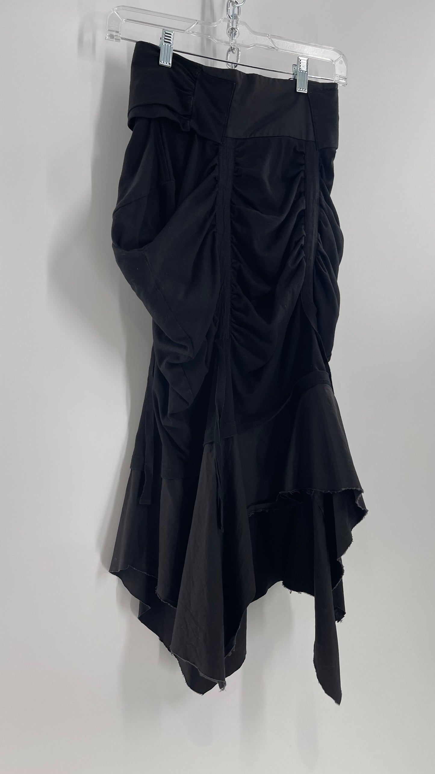AGANOVICH Black TS50 Jersey Ruched Asymmetric Cargo Skirt with Gold Zipper (0)
