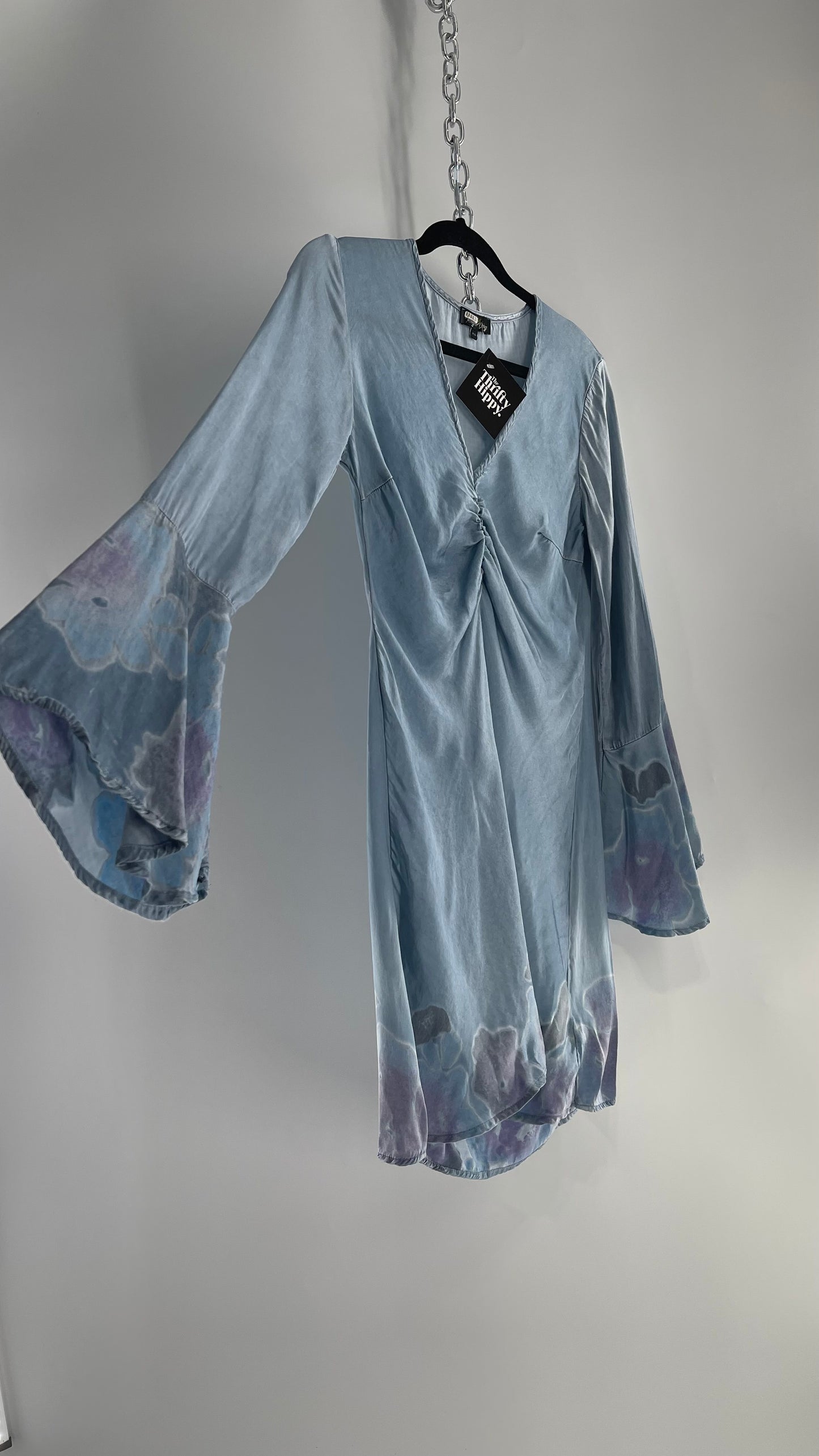 Rays for Days Powder Blue Silky Bell Sleeve Dress (XS)