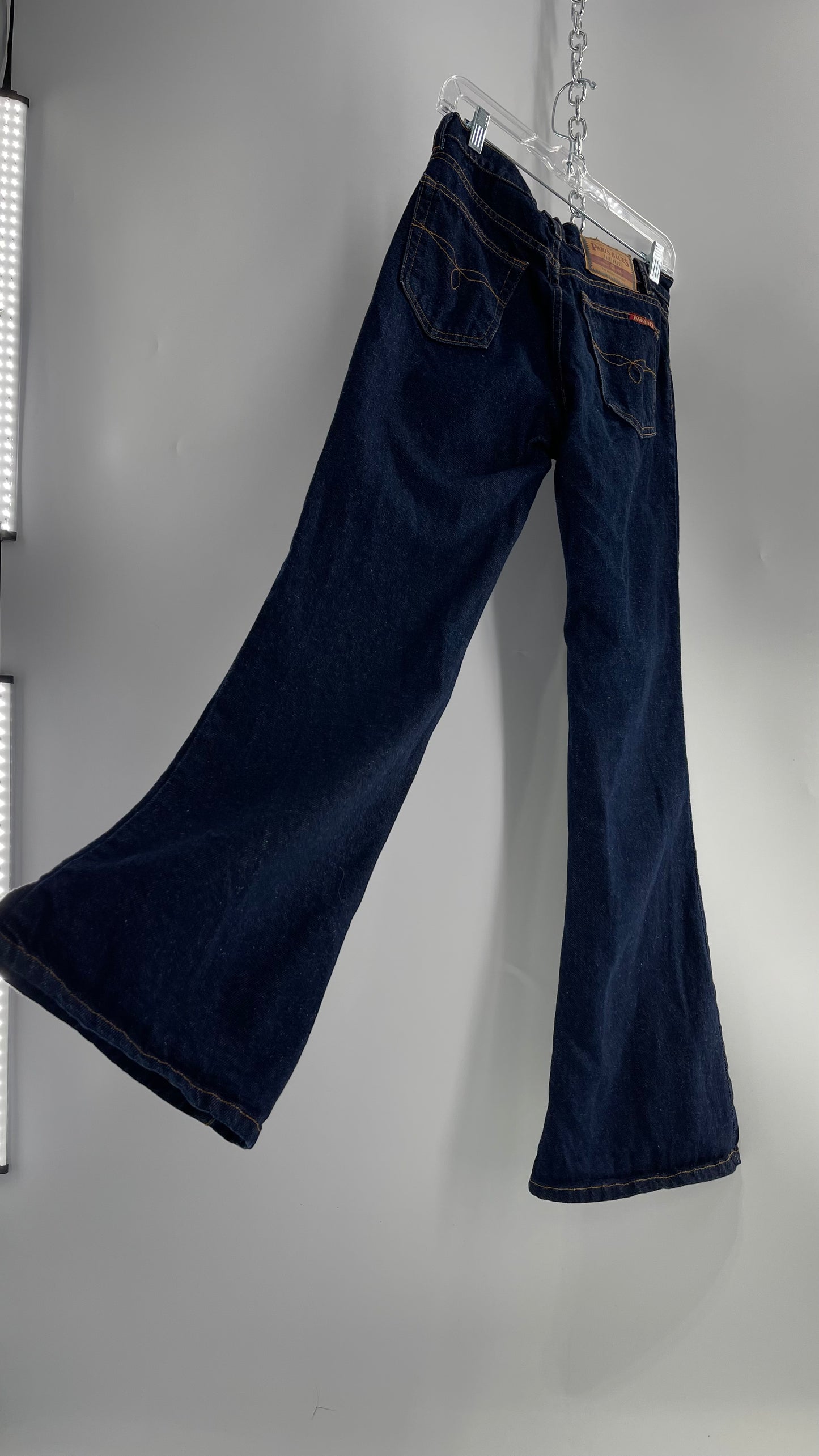 Vintage PARIS BLUES Dark Wash Kick Flare Denim Jeans(5)