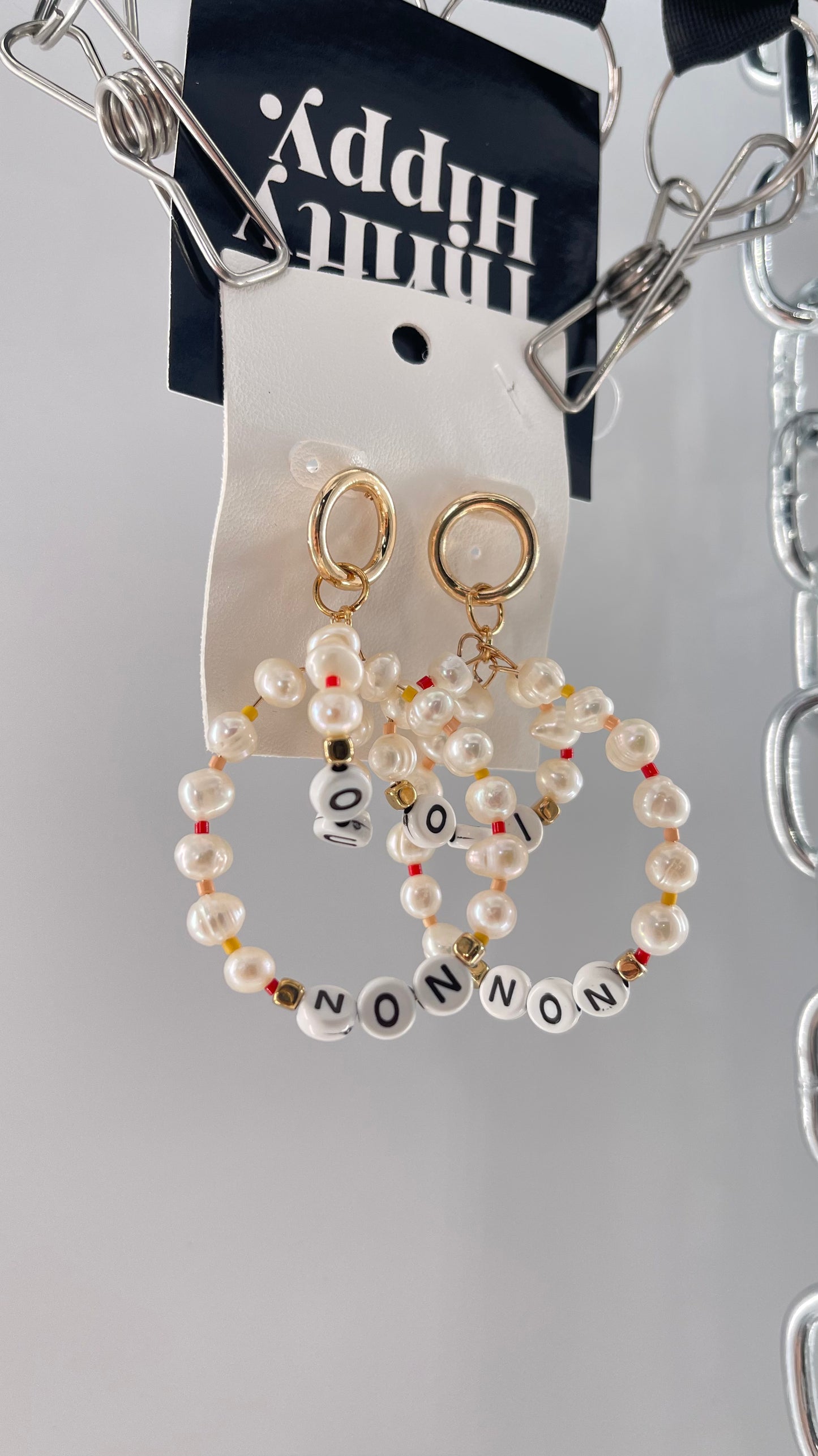 Free People Oui/Non Pearl Word Scrabble Earring