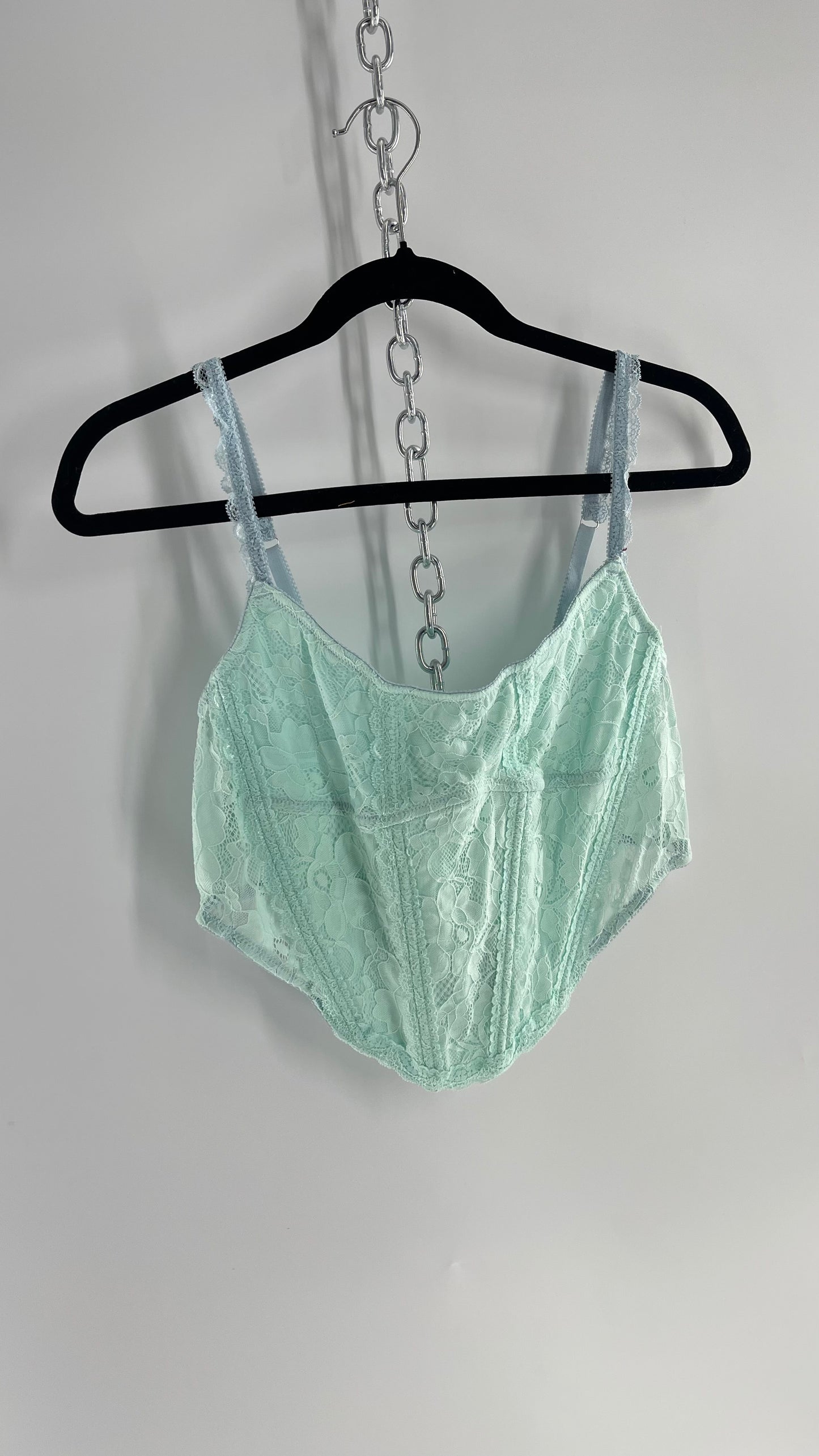 Urban Outfitters Aqua Blue Lace Corset (XL)