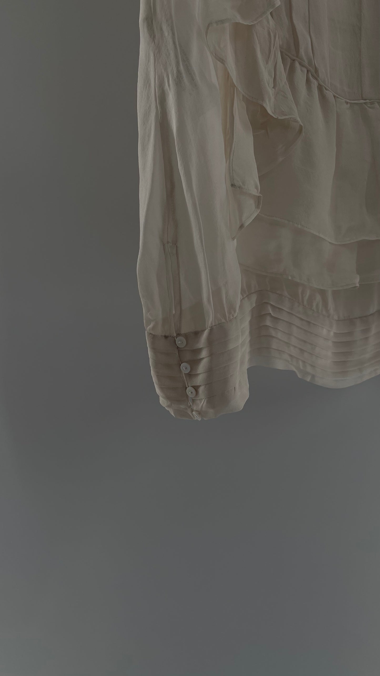 ZARA Ruffled and Embroidered Bell Sleeve Blouse (Large)