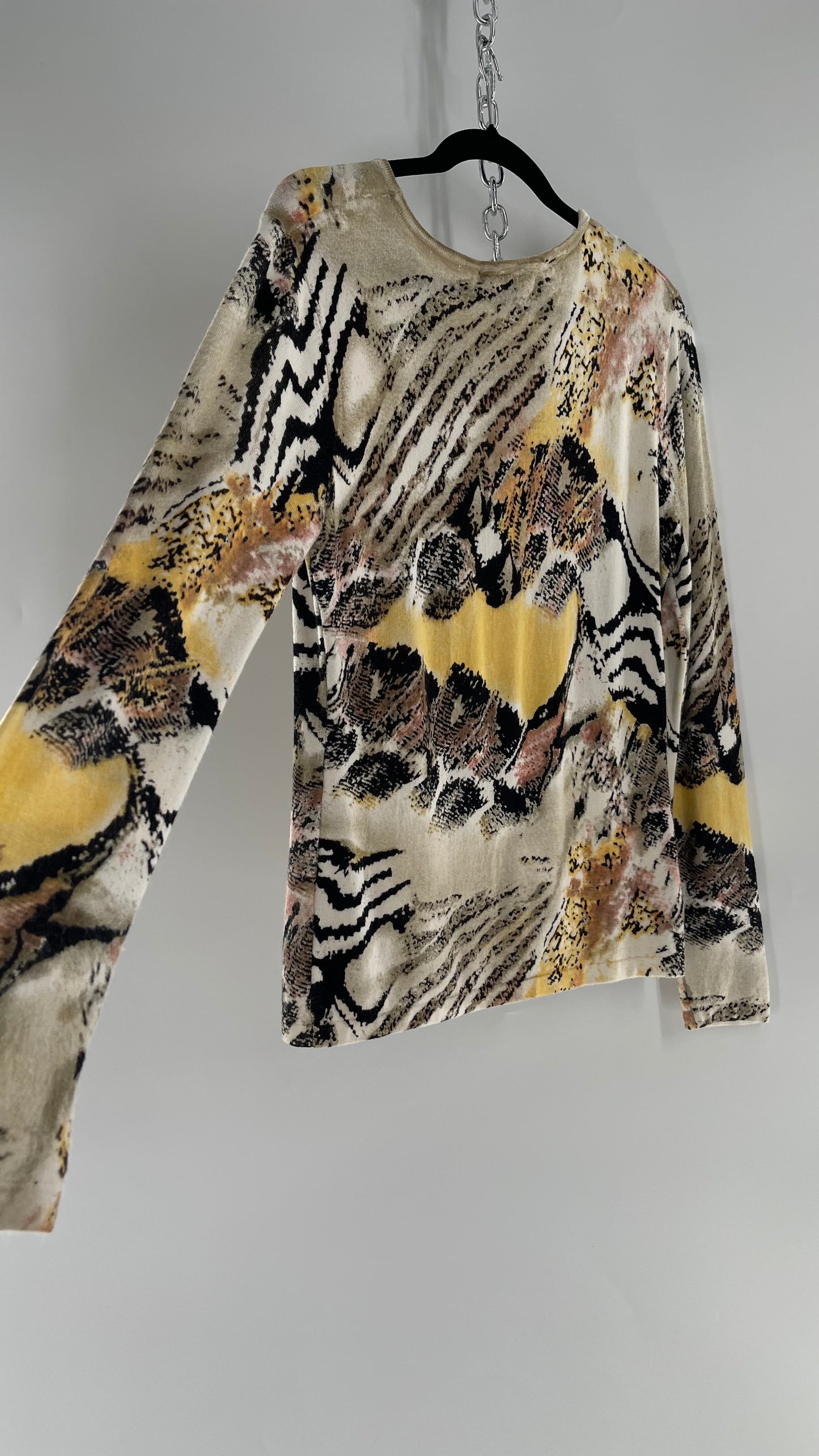 Vintage PIERRI Animal Print Graphic Knit with Iridescent Sequins (Small)