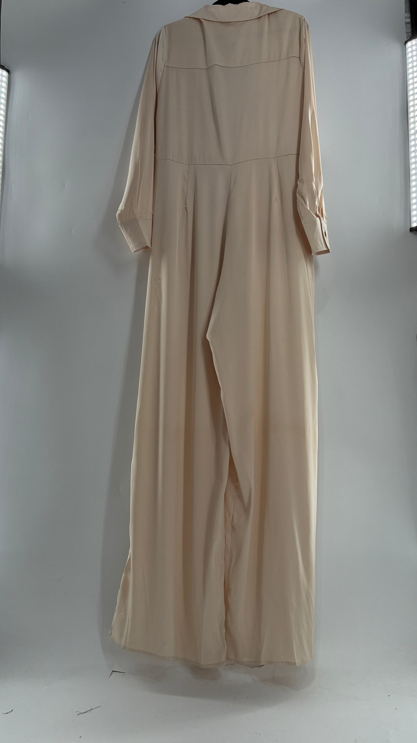 FASHION NOVA Silky Champagne Wide Leg Jumpsuit (XXL)
