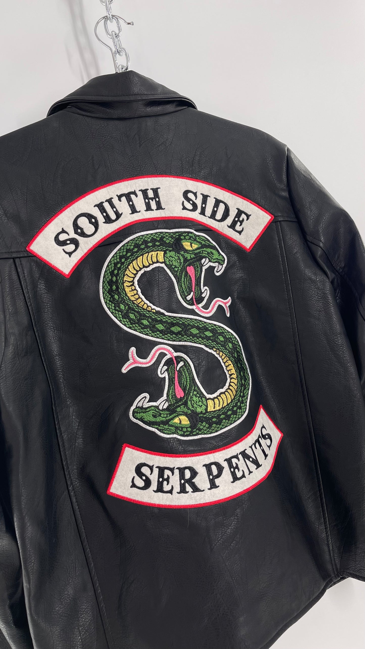 Riverdale Vegan Leather Jacket with Southside Serpents Embroidered Back (Medium)