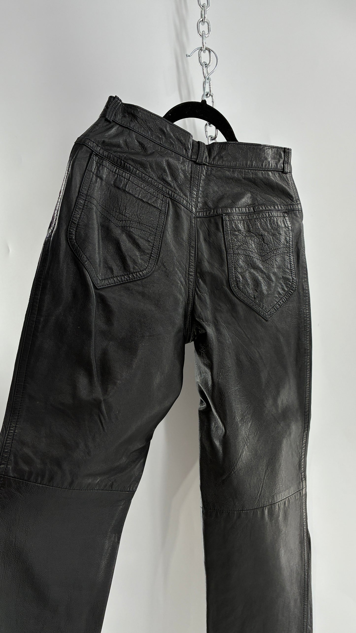 Vintage LILLIE RUBEN High Waisted Black Thin Leather Pants (6)