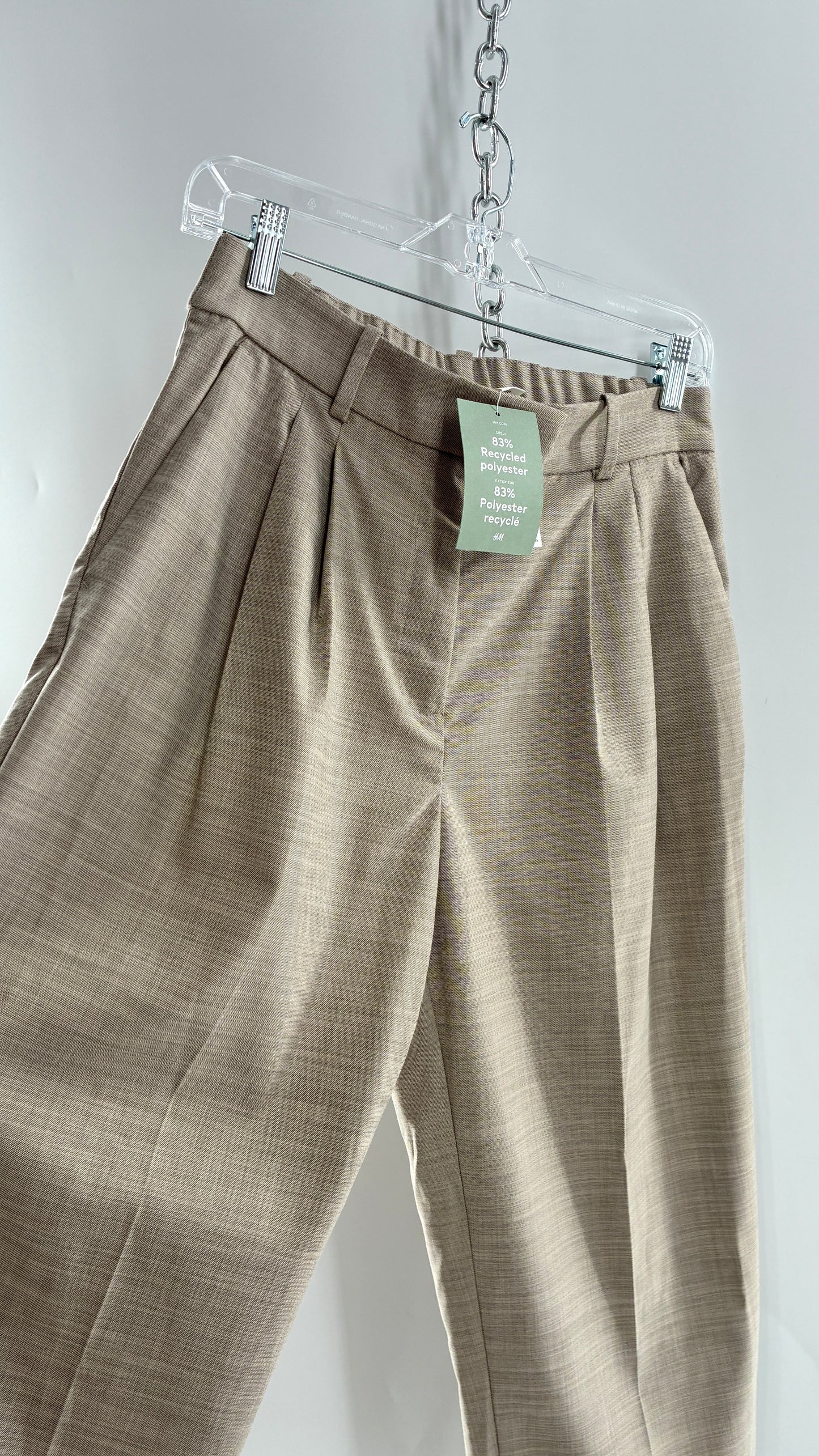 H&M 83% Recycled Polyester Beige Woven Trouser with Tags Attached (6)