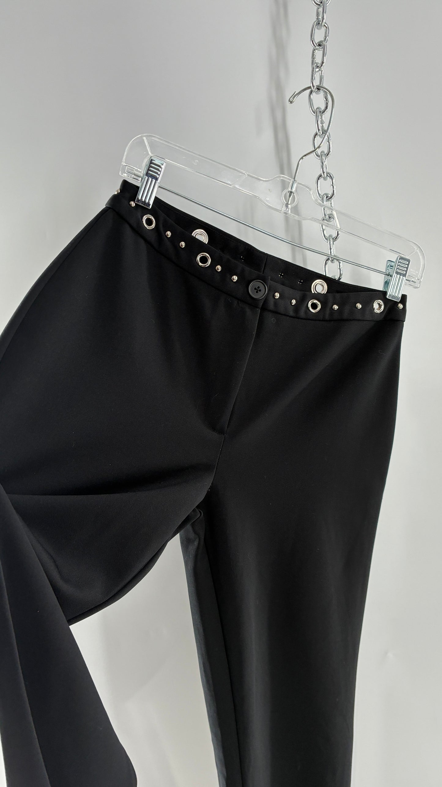 Vintage 1990s JOE BENBASSET Black Kickflares with Studded, Grommet Waistline (5)