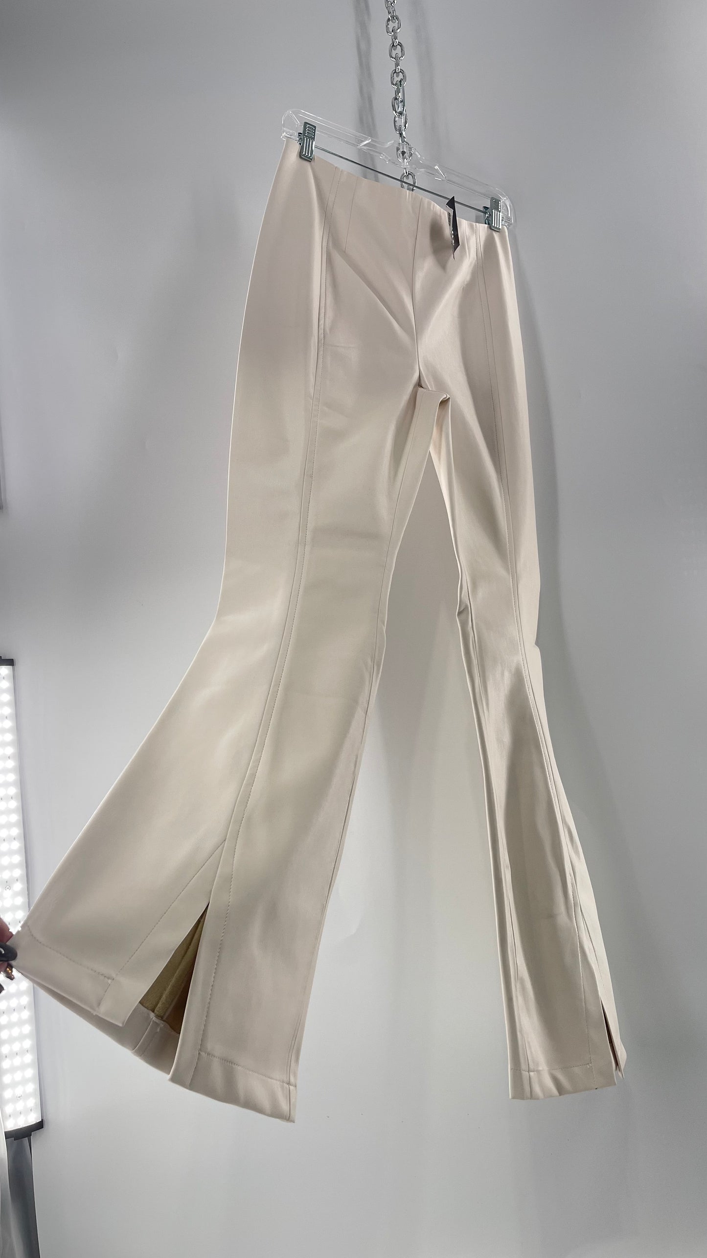 Free People White Cream Faux Flare Leather Pants (29)