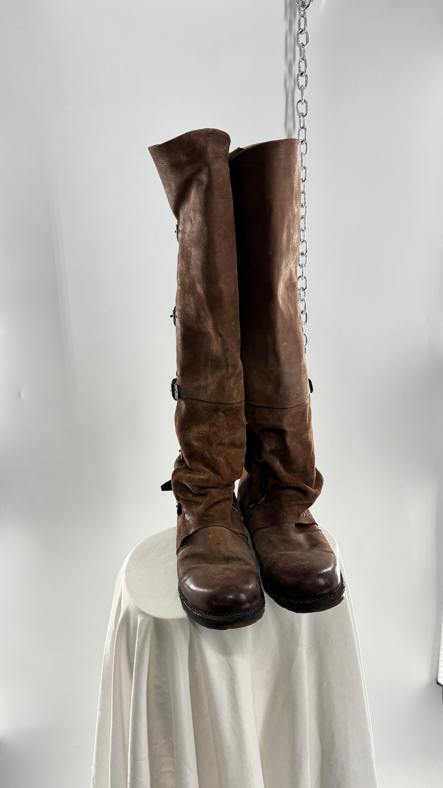 Tatum Over the Knee AS98 Distressed Worn Boots (41)