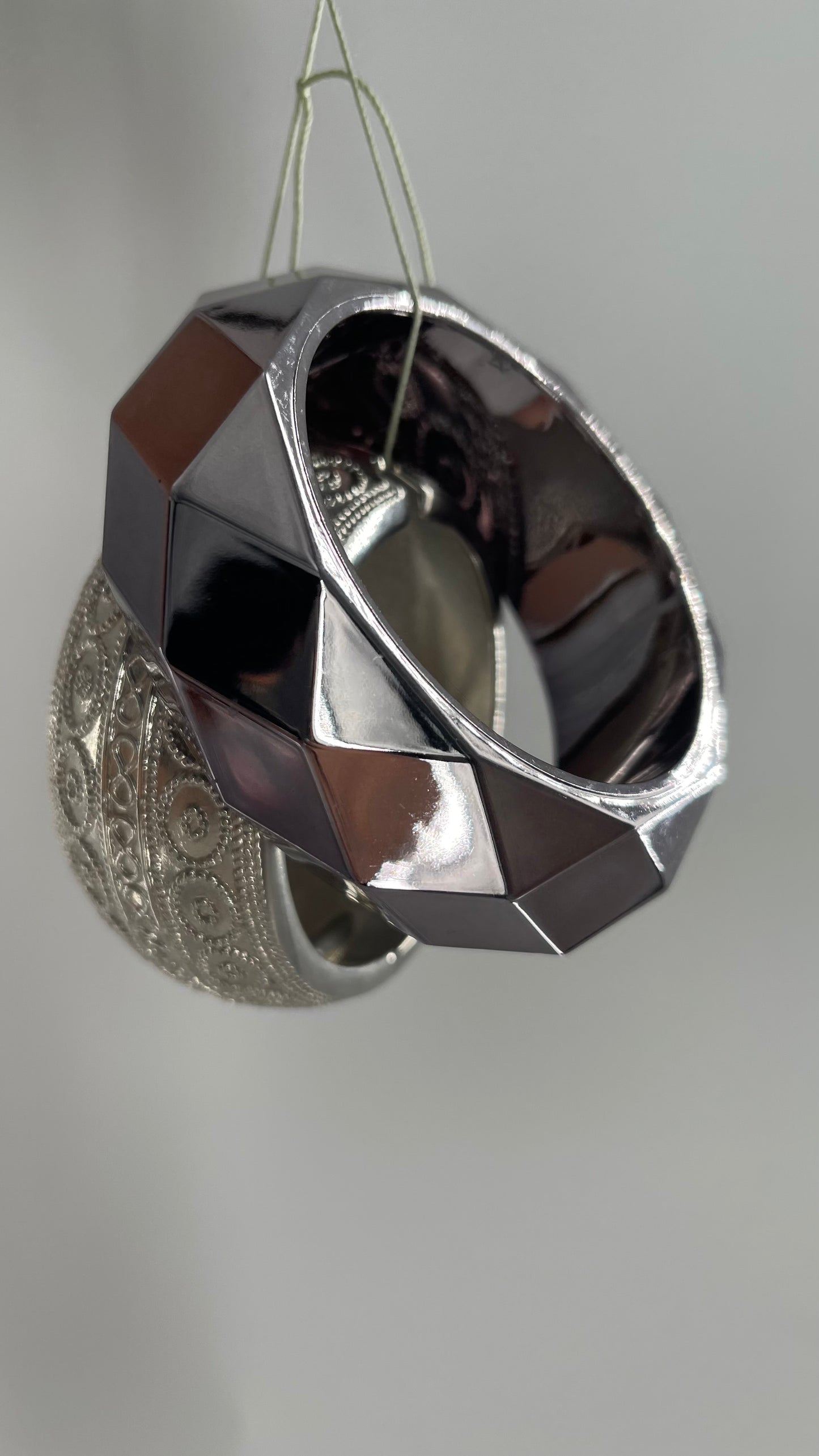 Vintage Rocker Silver/Chrome Bangle Set