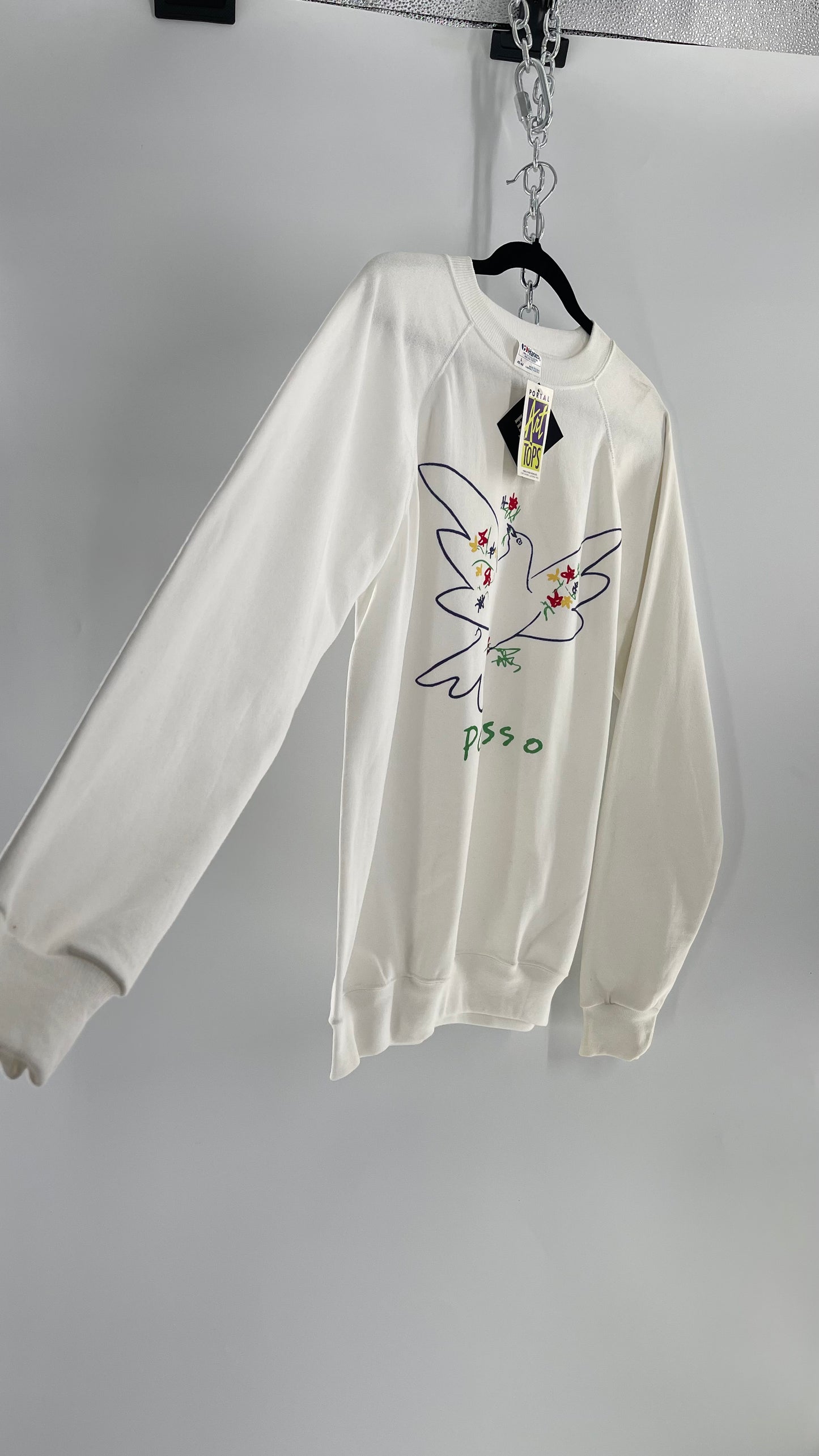 Deadstock Vintage Picasso Dove Doodle Crewneck Portal Art Tops Tag (Large)