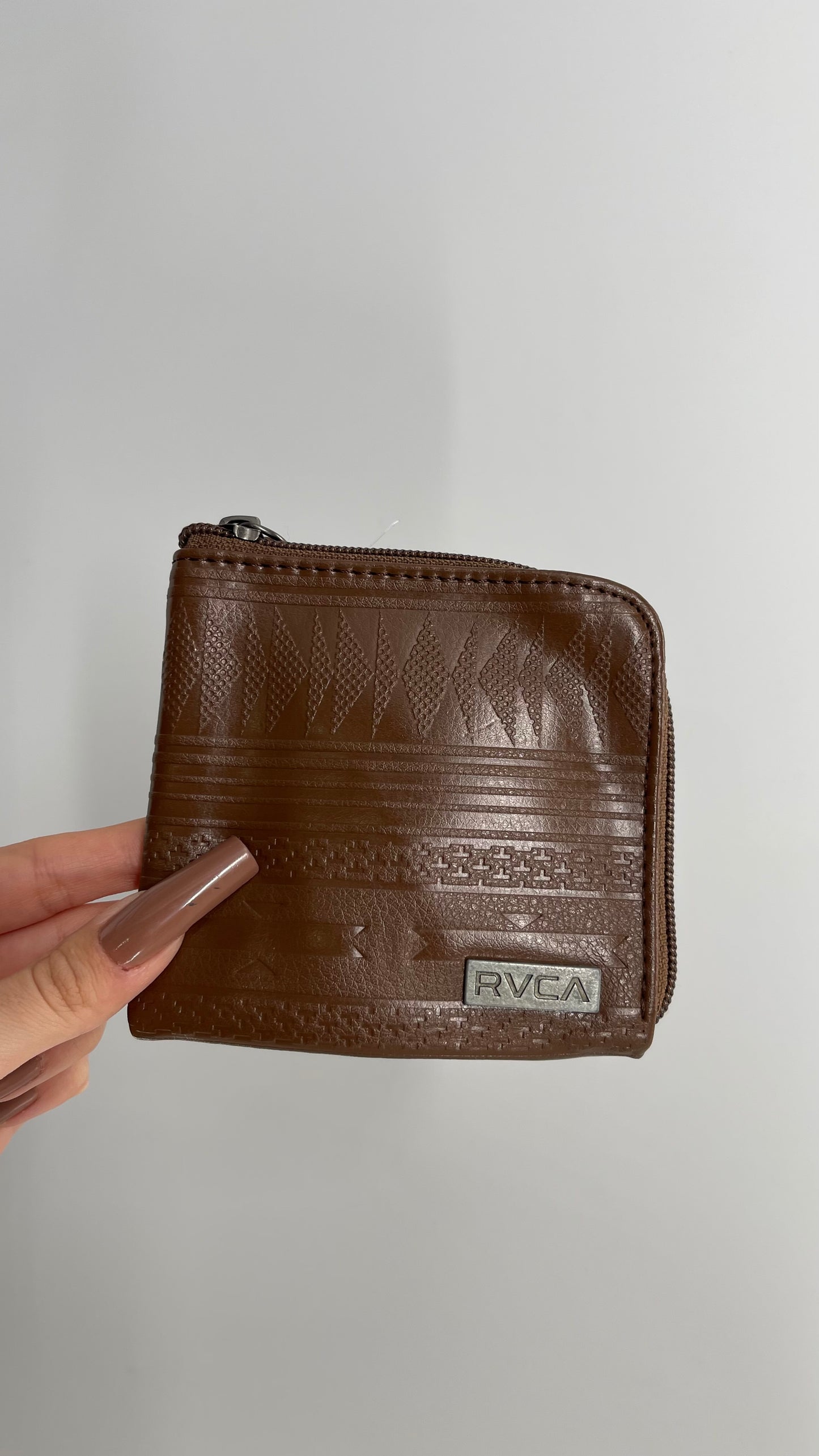RVCA Vegan Brown Leather Embossed Wallet