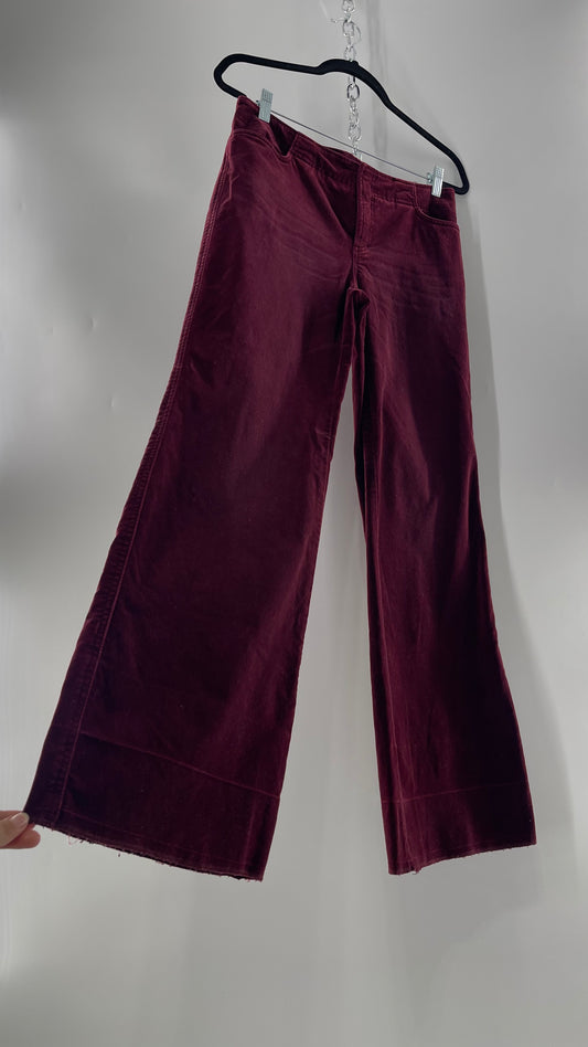 Vintage 90s Express Wine Toned Burgundy Velvet Low Rise Kickflares (7/8)
