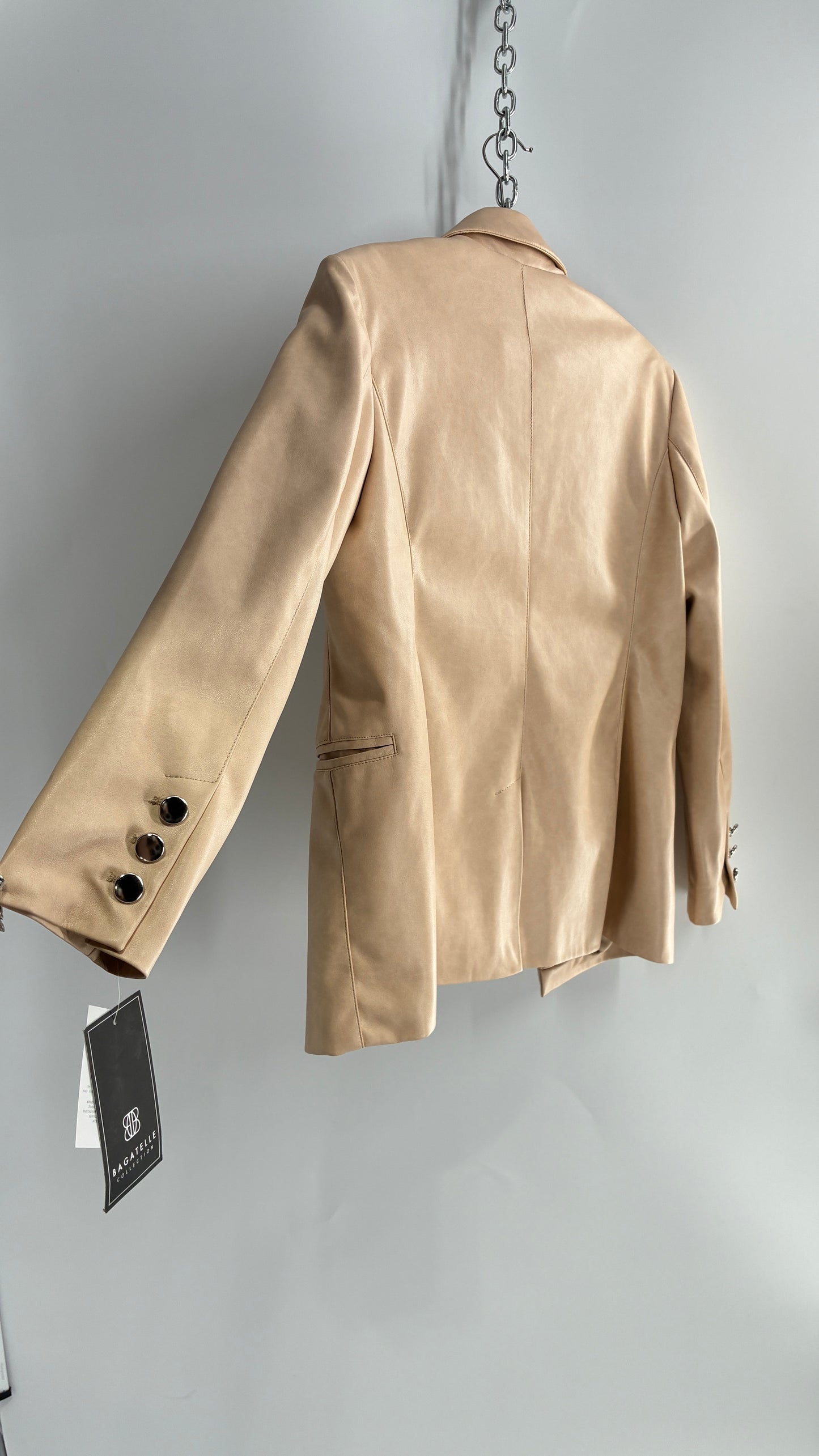 BAGATELLE Vegan Leather Cream Beige Blazer Jacket with Tags Attached (Medium)