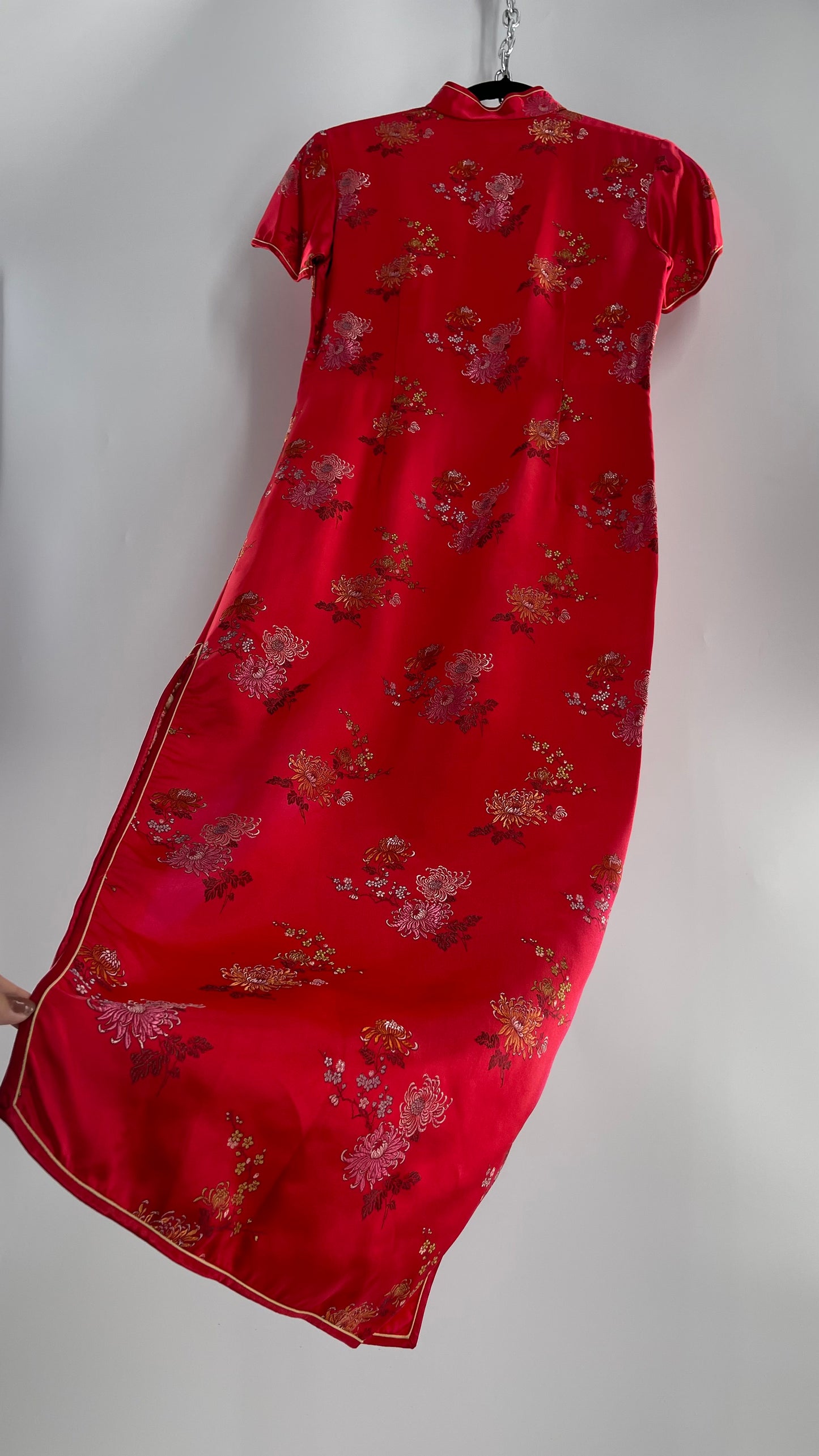 Vintage Golden Bee Silk Chinese QiPao (C) (36)