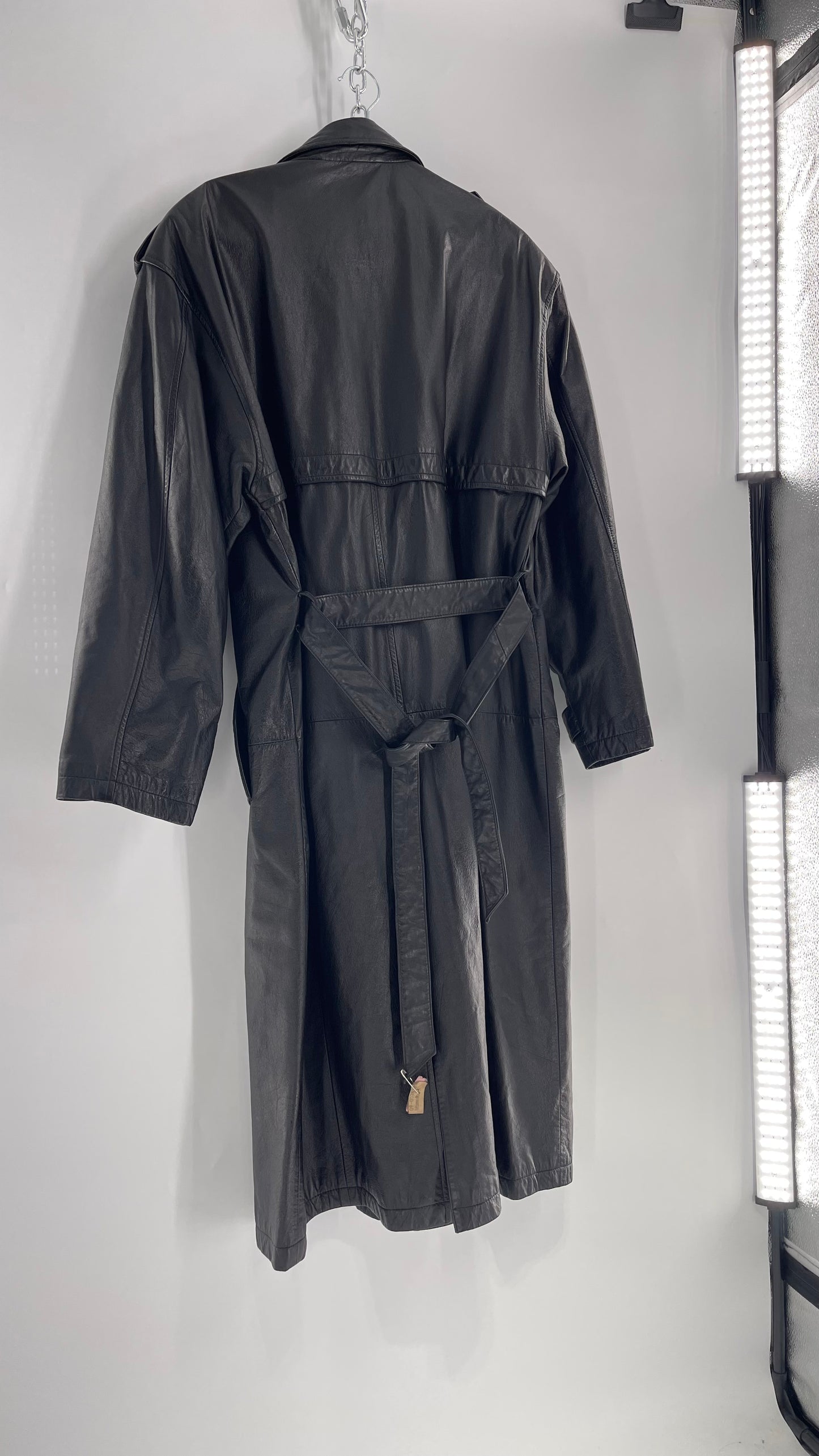 Georgetown Vintage Black Leather Trench Coat (Medium)