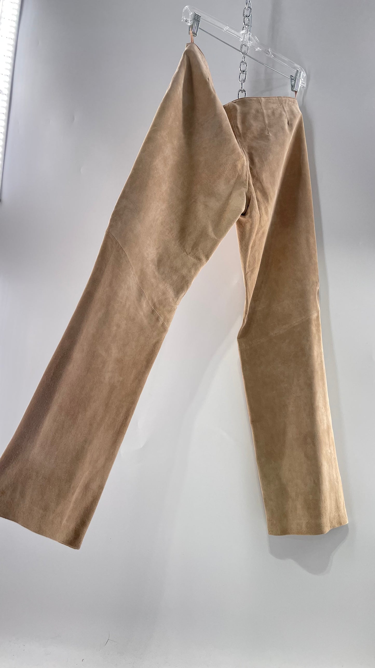 Deadstock Vintage Slouchy SienaStudio Oatmeal Tan Suede Pants (8)