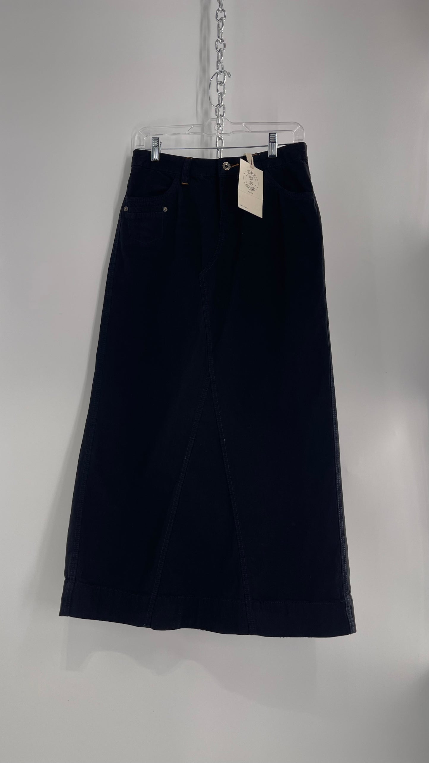 Vintage Urban Outfitters Renewal Union Bay Dark Wash Denim Full Length Skirt with Tags Attached (Small)