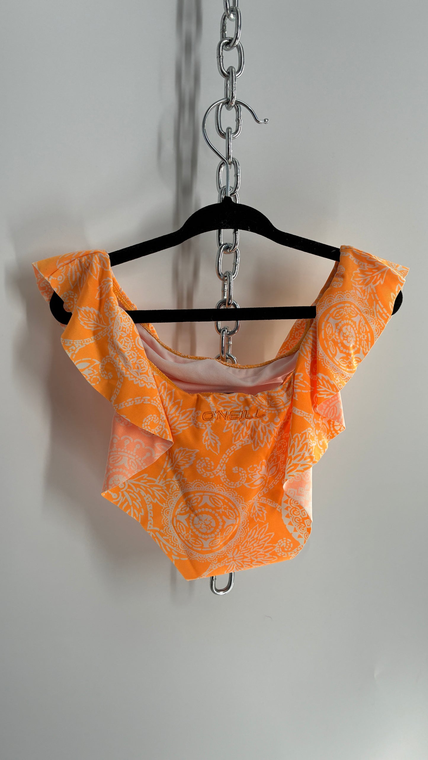 Deadstock Vintage O’NEILL Orange Ruffled Swim Bottom with Embroidered Logo (Small)