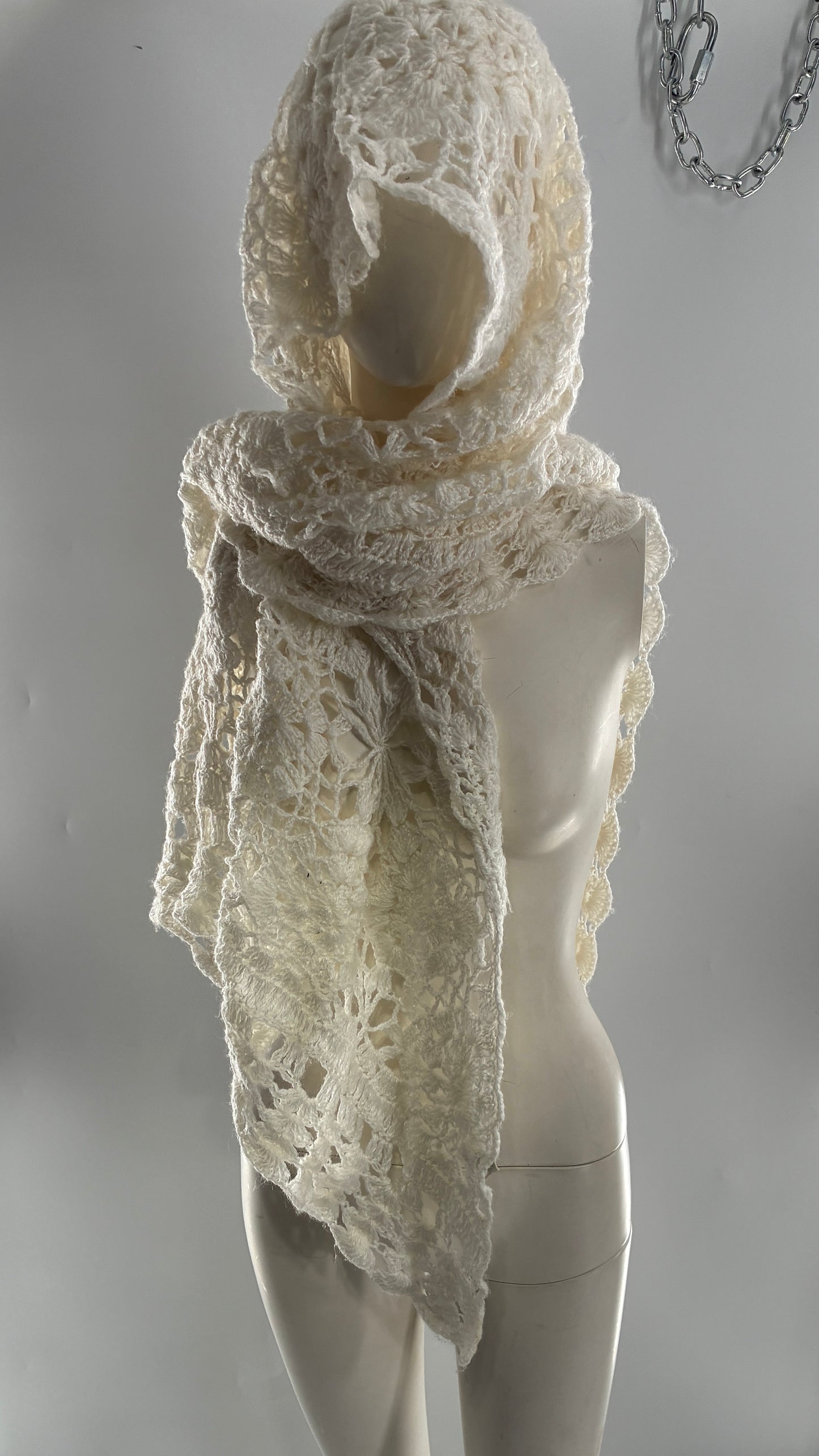 Vintage Crochet Style White Scarf