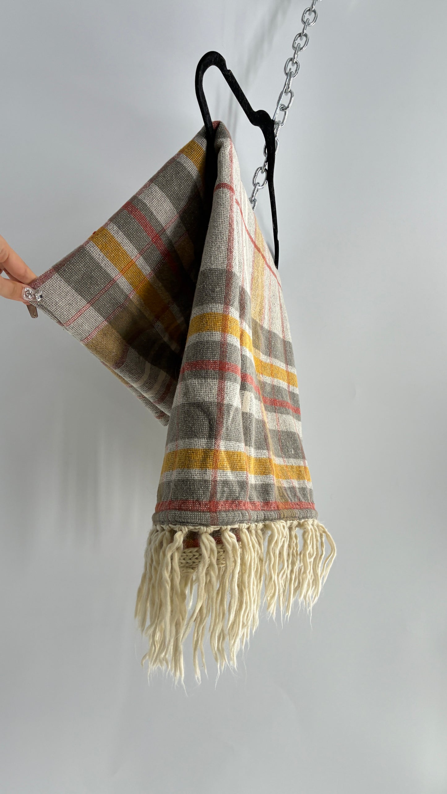 Vintage Hallmark Oversized Extremely Thick 100% Cotton Fringed Blanket Scarf