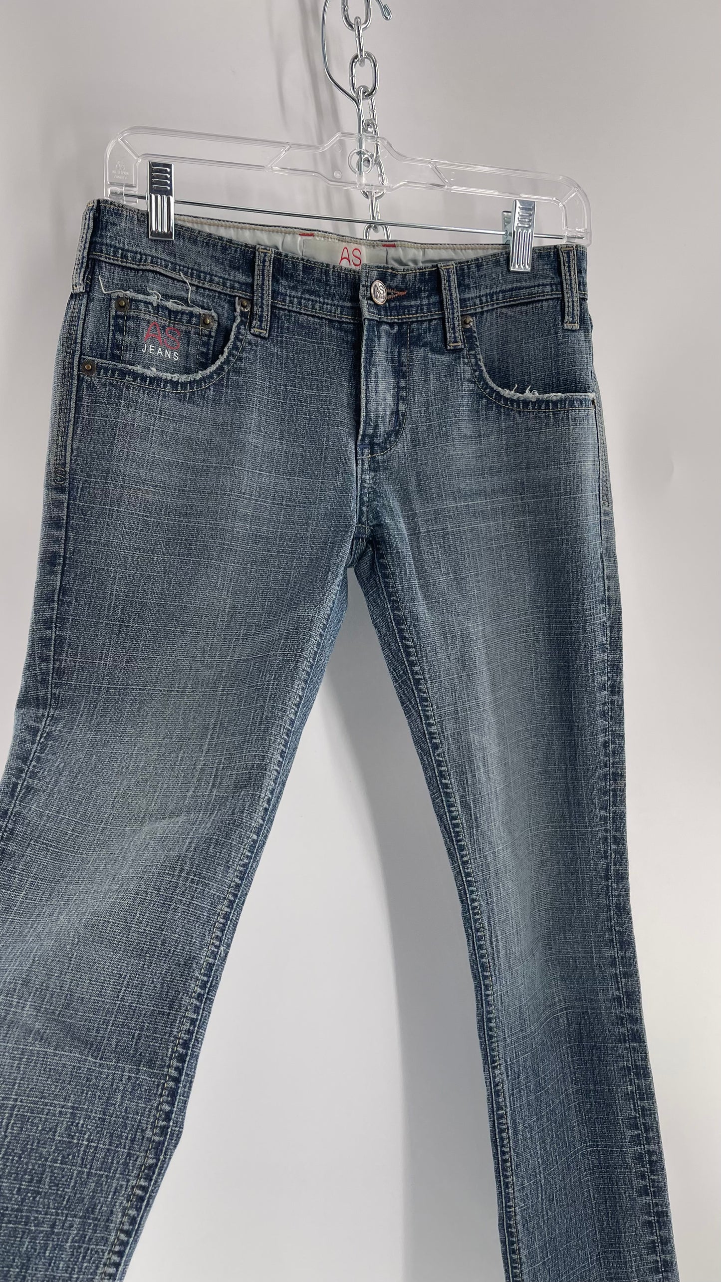 Vintage Smart AS JEANS Light Wash with Silver Metallic Female Posing Silhouette and Paulina Field Embroidery (28)