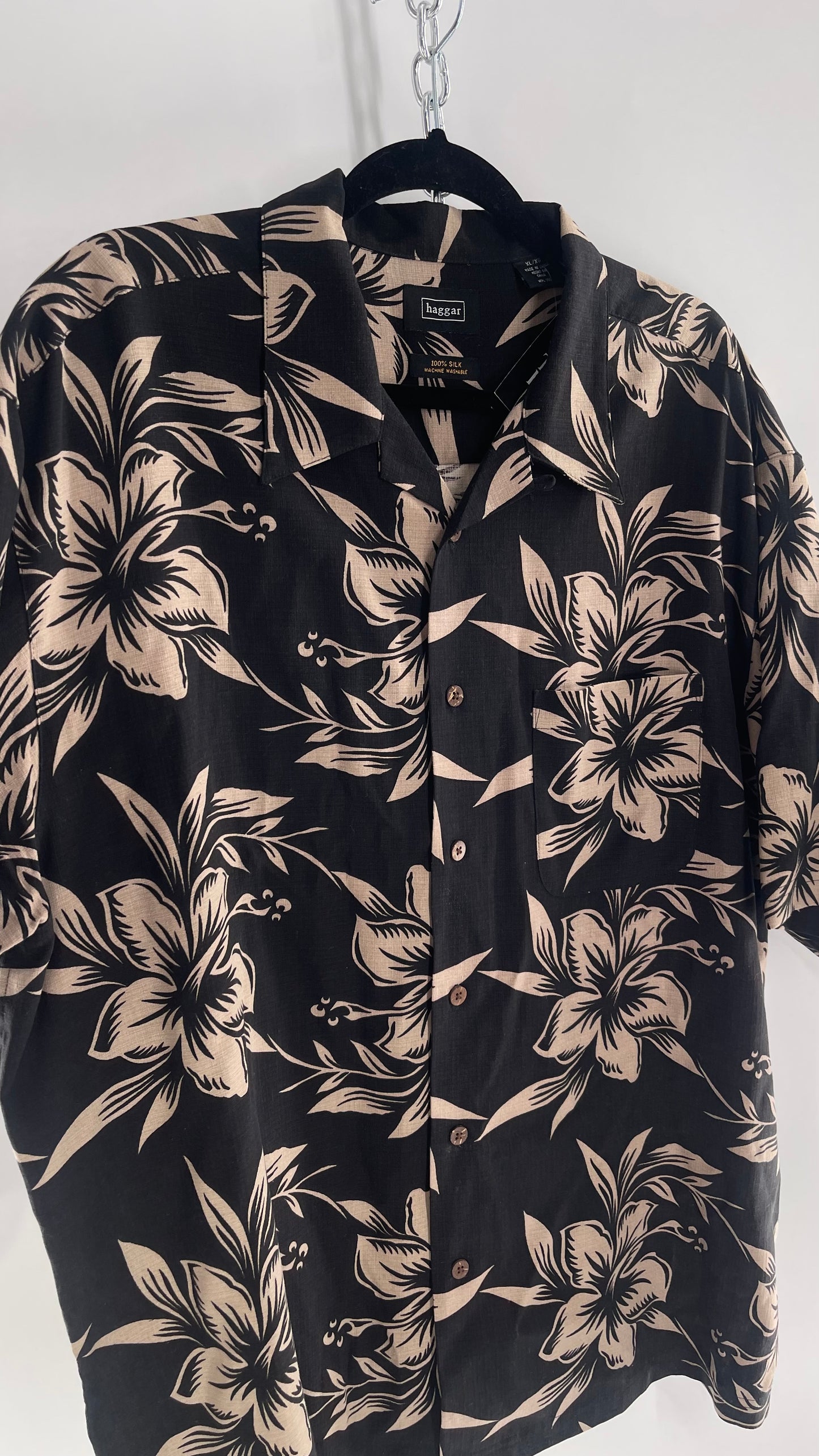 Vintage Haggar 100% Silk Button Front (XL)
