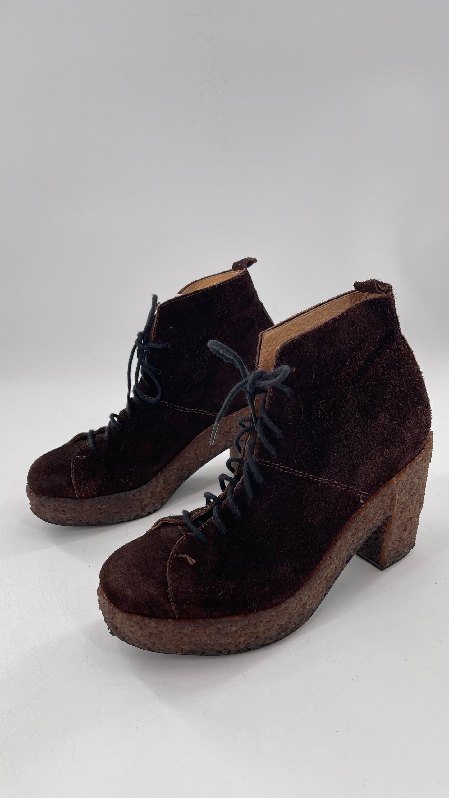 Vintage Amish Brown Lace Up Suede Boots - Apparently Size 7-71/2