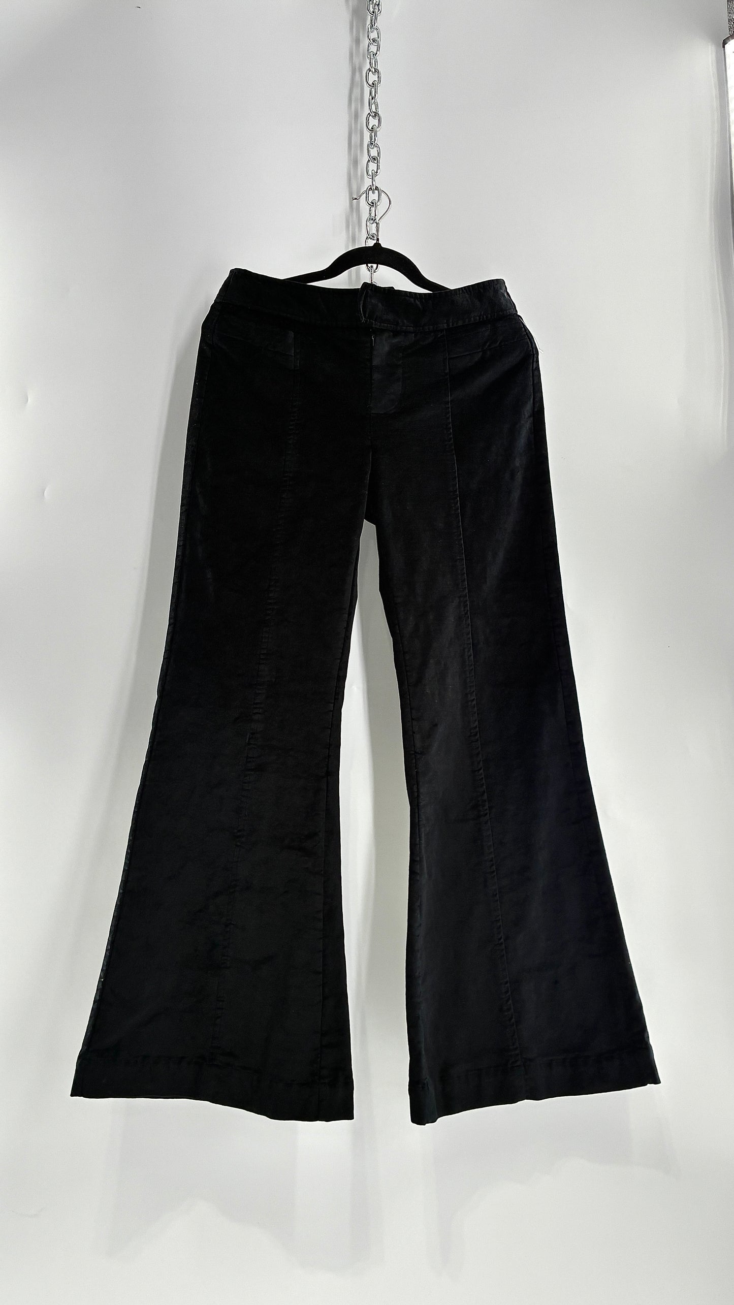 Free people Black Heavy Velour Velvet Walk with You Kick Flare Hot Pants(6)