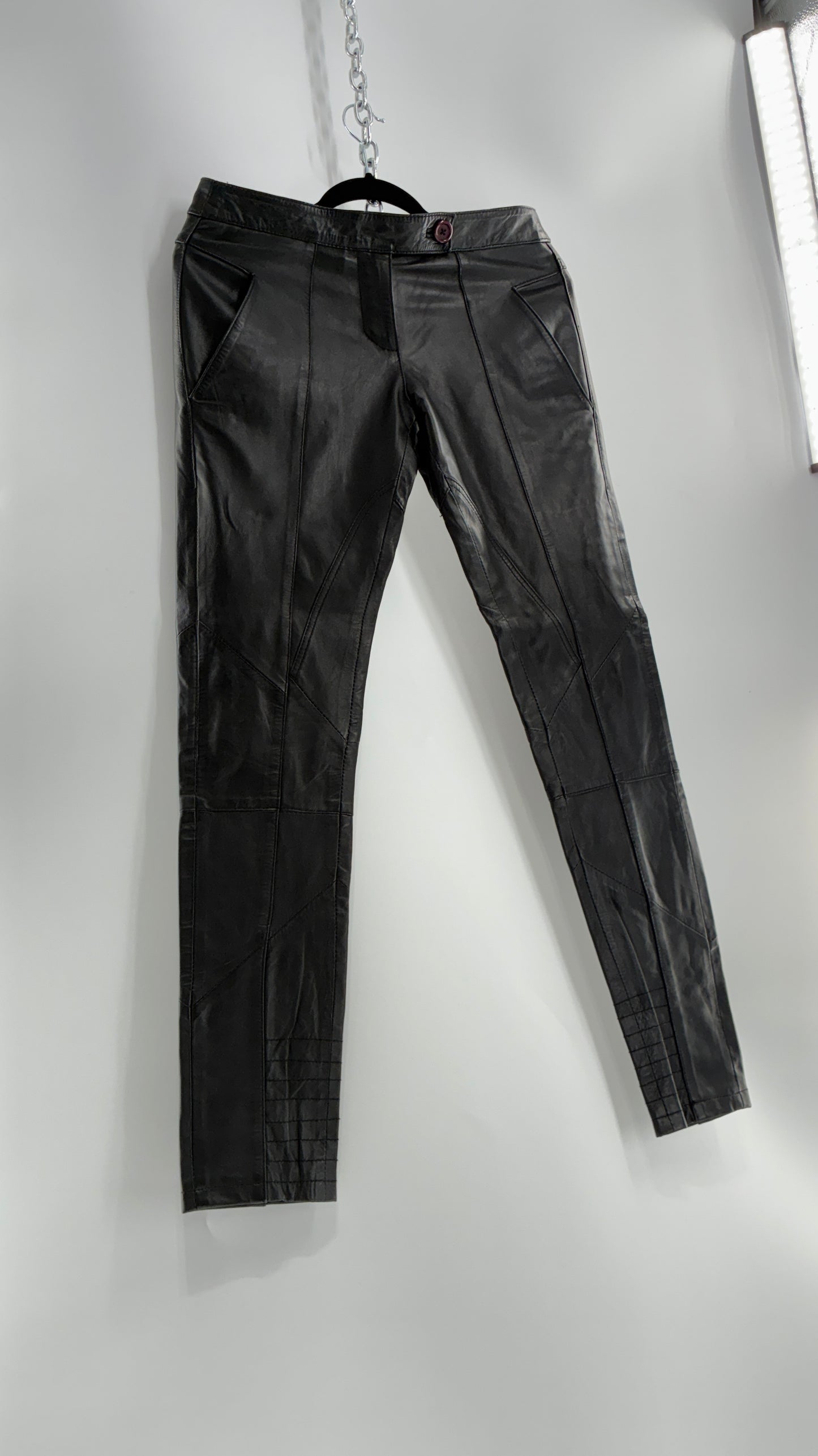 ASOS Low Rise Genuine Leather Patchwork Style Motorcycle Pants (6)