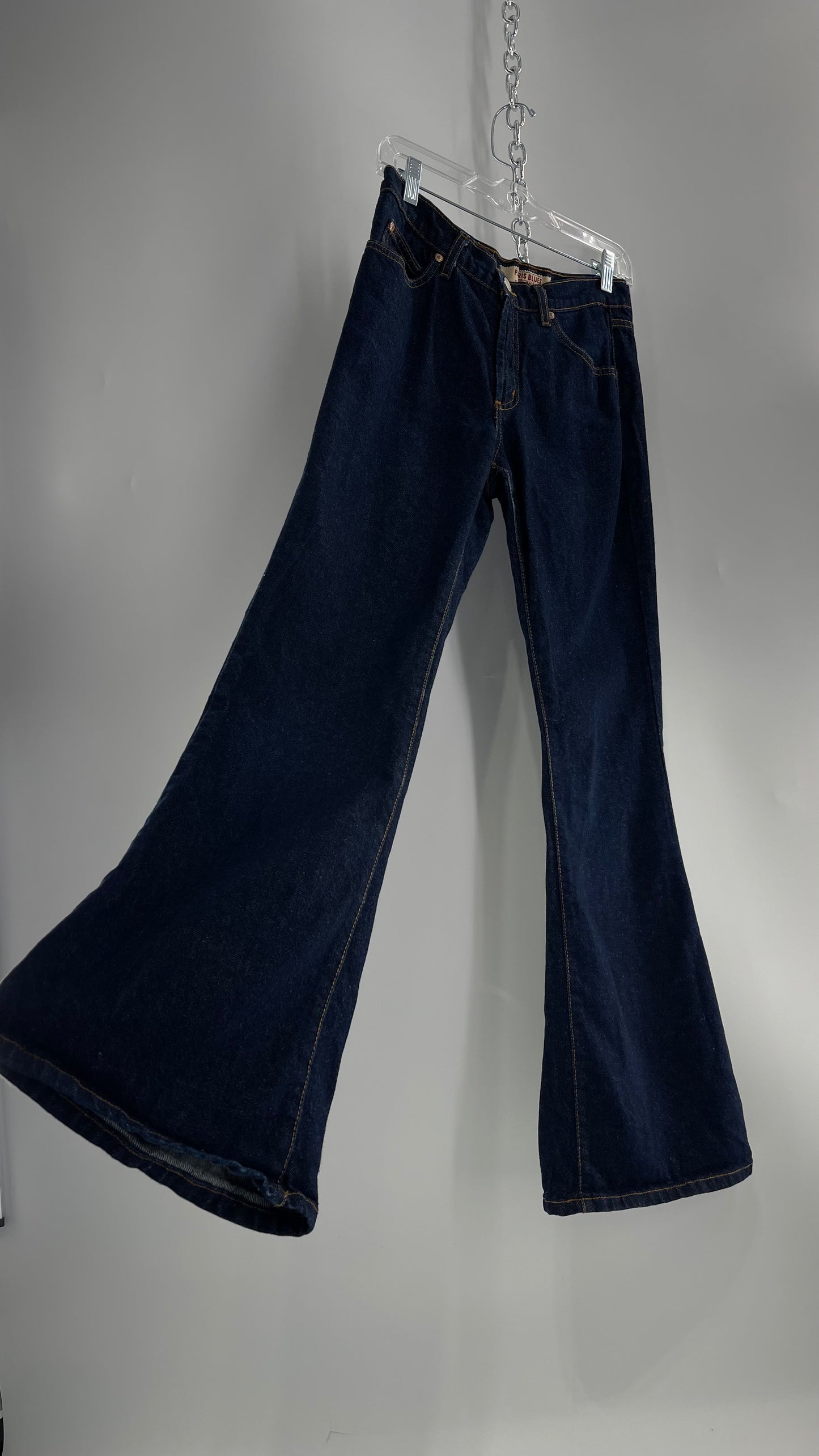 Vintage PARIS BLUES Dark Wash Kick Flare Denim Jeans(5)