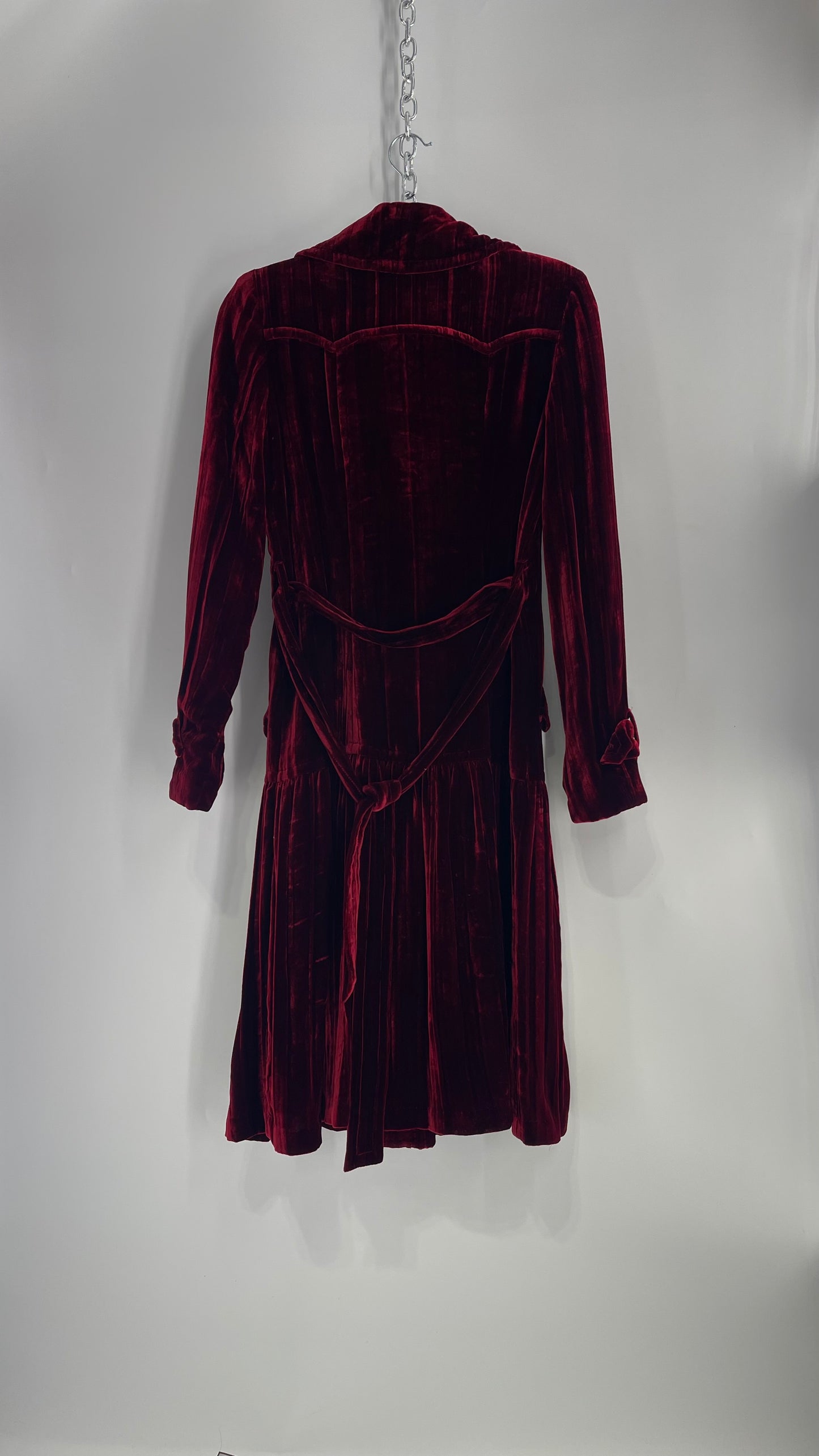 Cynthia Steffe Oxblood Red Velvet Double Breasted Gold Button Coat (XS)