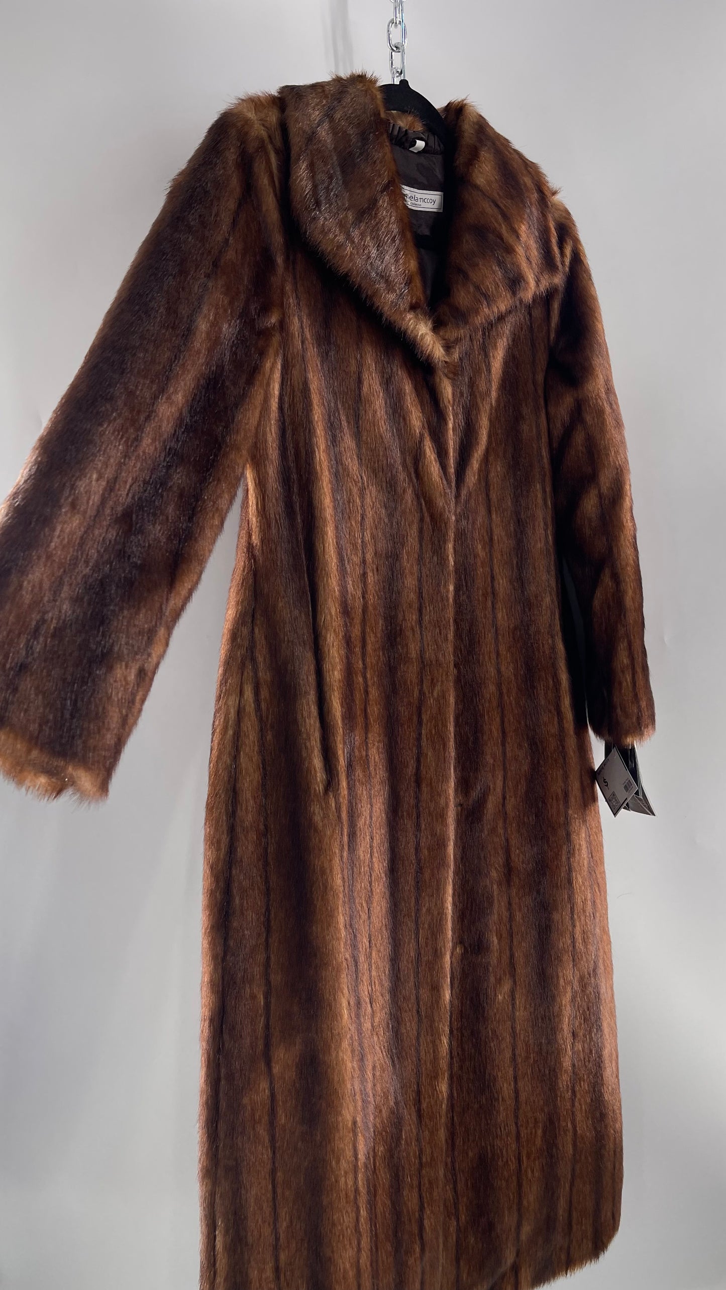 Deadstock Vintage Pamela McCoy Full Length Faux Fur Duster Coat (XS)