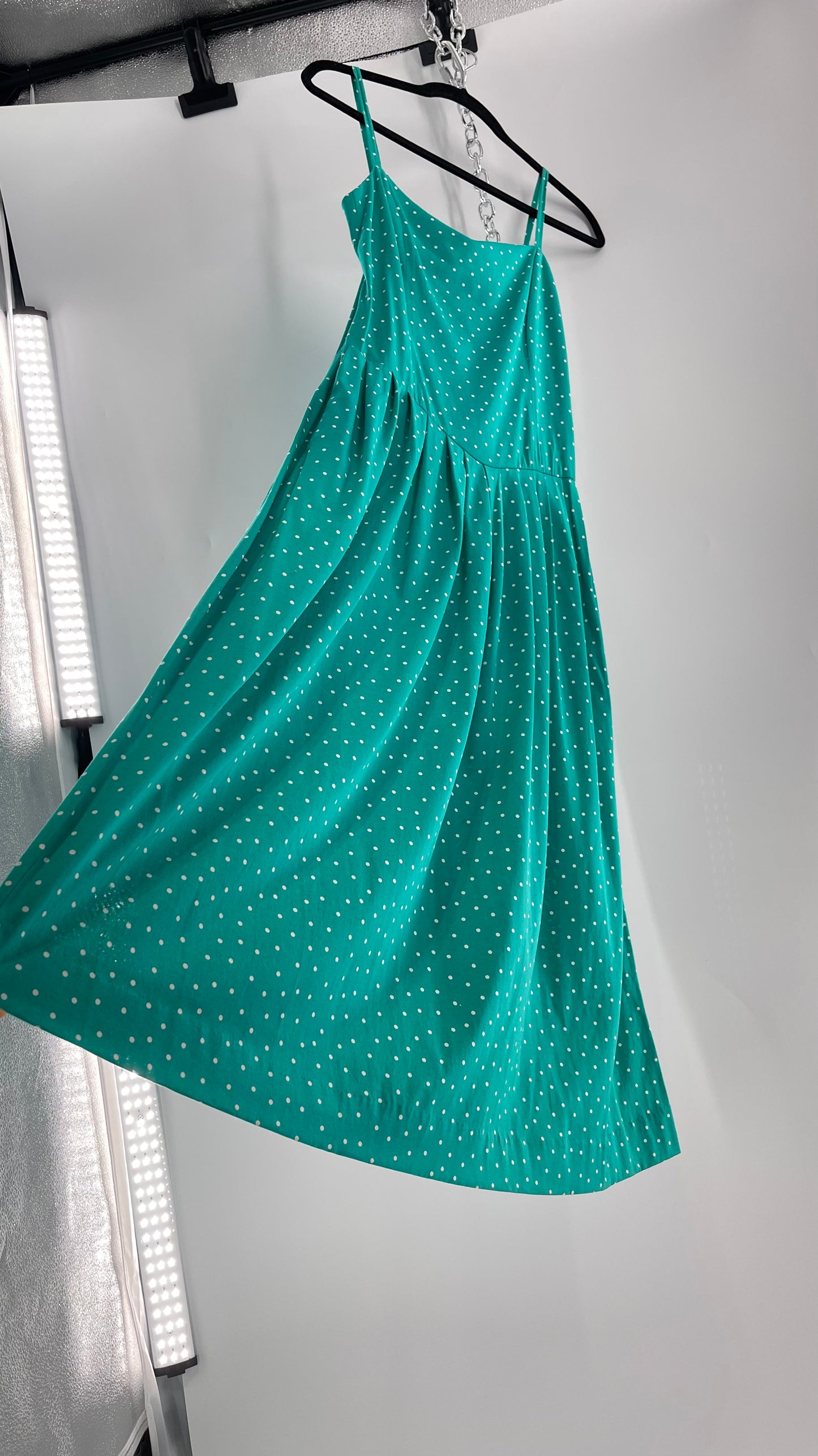 Vintage Laura Ashley Teal Polka Dot (8)