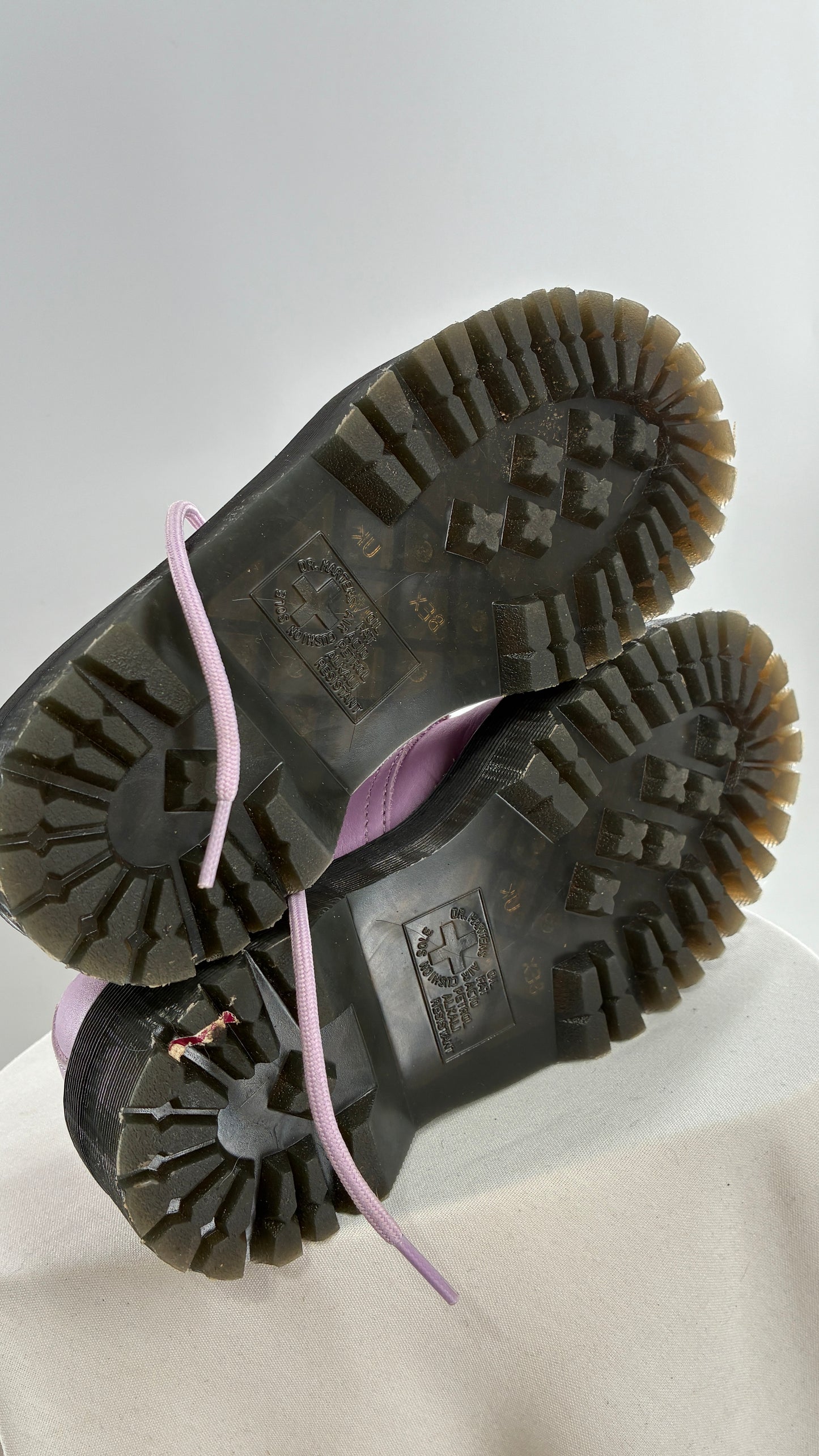 Vintage Dr. Martens 1461 Quad II, Lilac Purple, Pisa Leather Platform Oxfords (6)