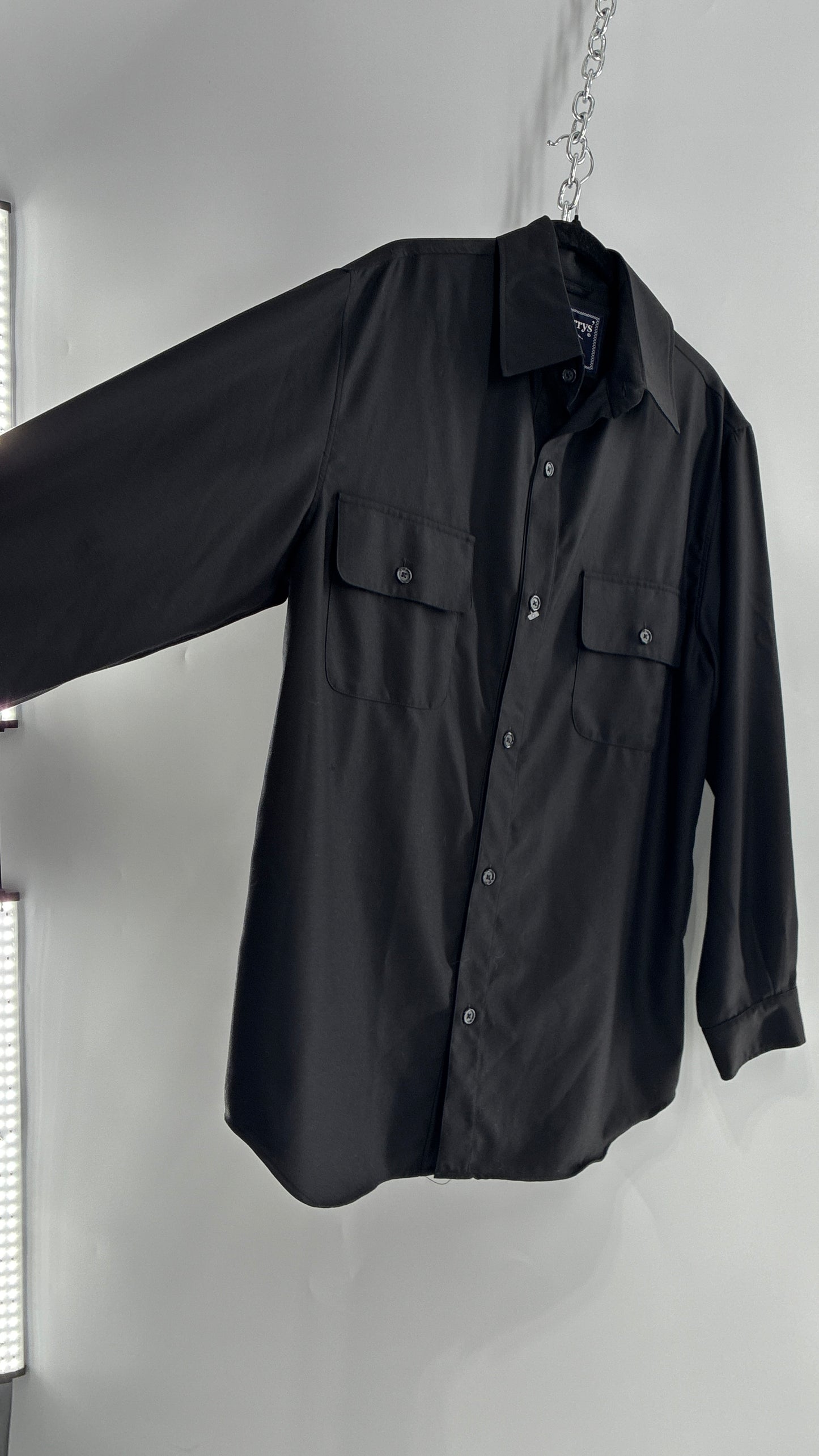 Vintage BURBERRY Black 100% Worsted Cashmere Button Up with Tags Attached (Small)