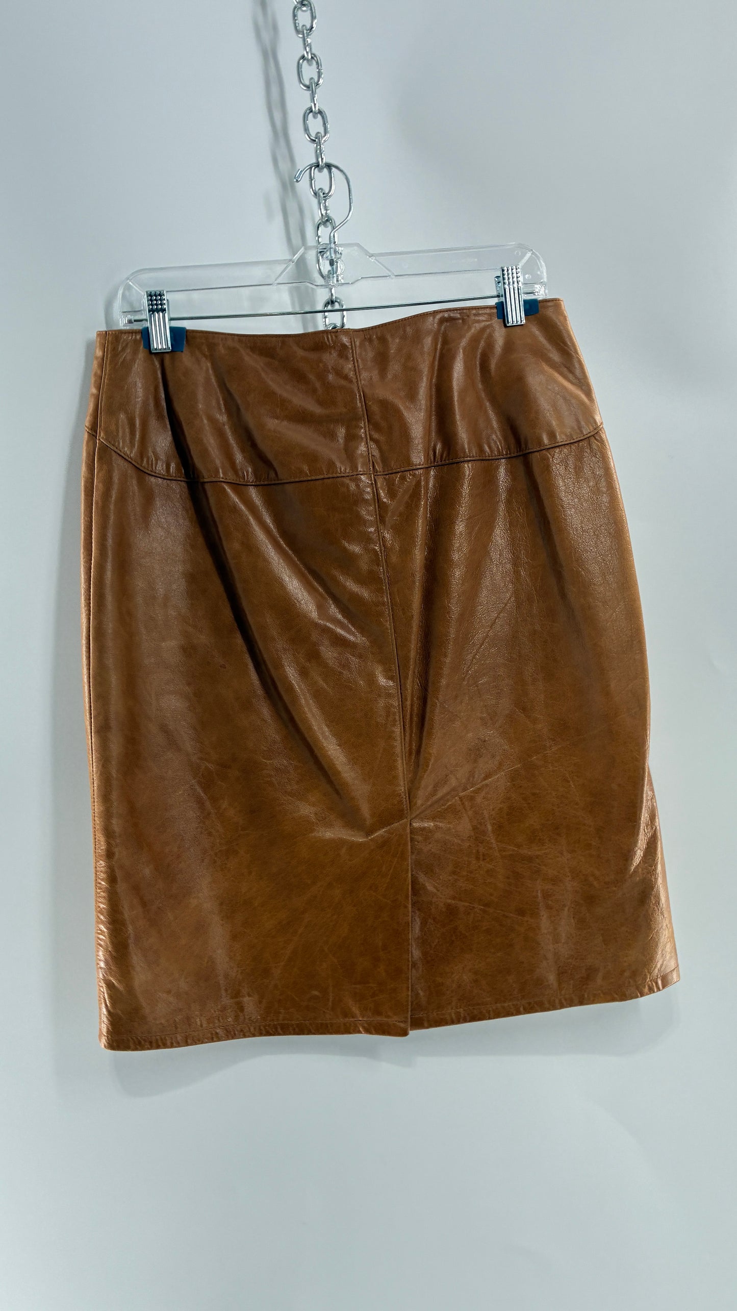 Vintage GAP Camel Leather Hip Skirt with Hip Detail (6)