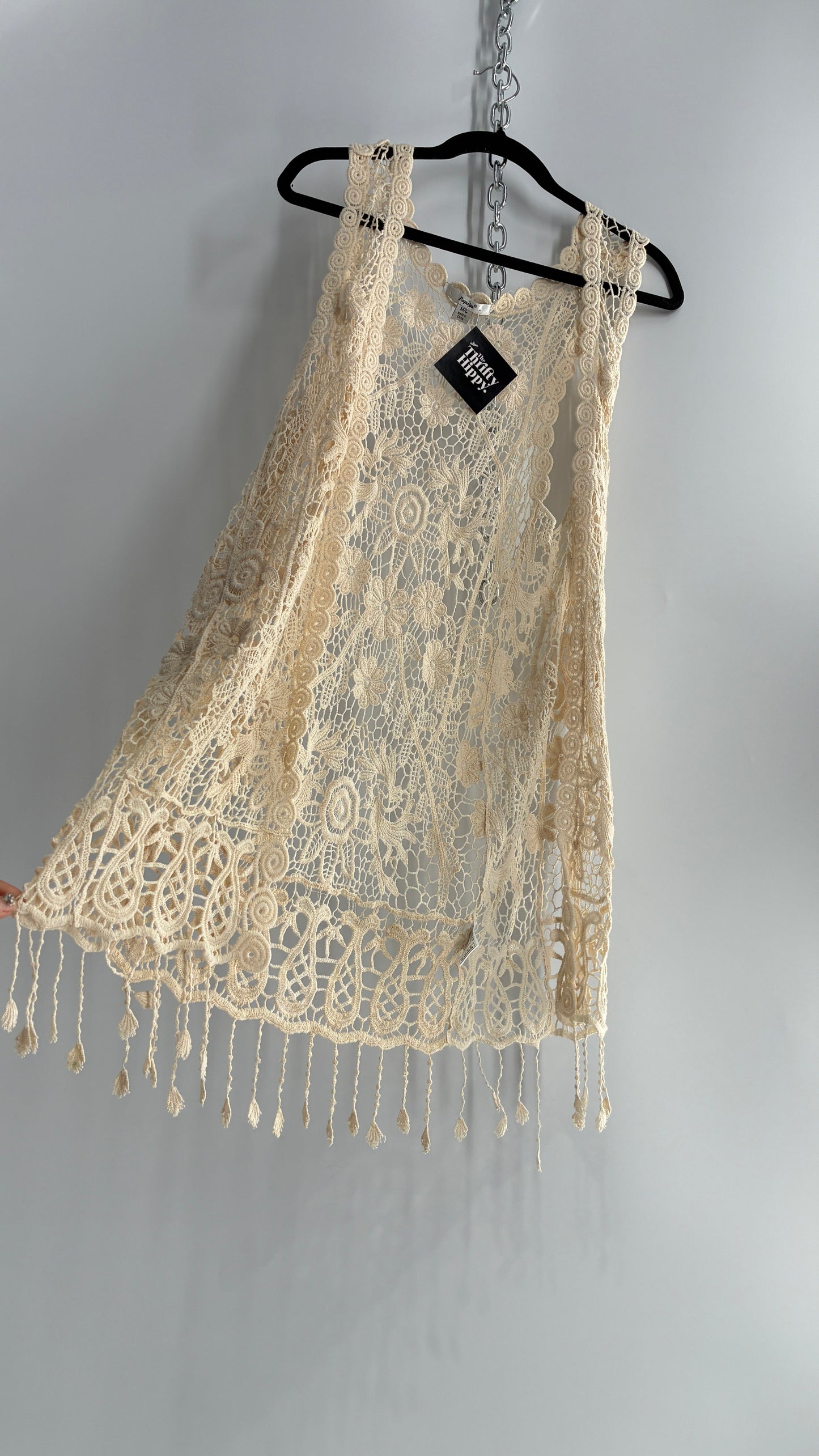 Vintage Sleeveless Crochet Cape (M/L)